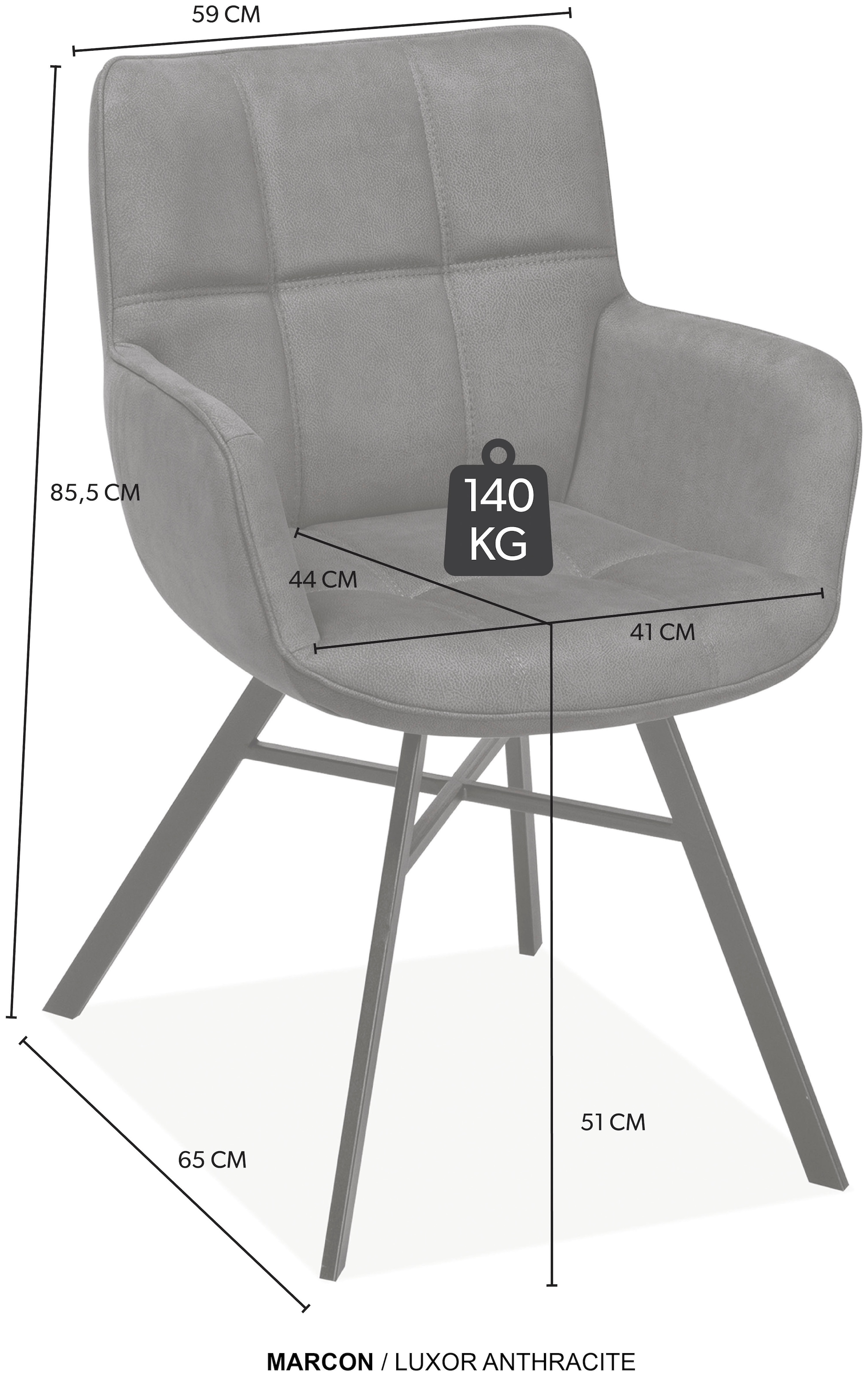 OMG Design Armlehnstuhl »Marcon«, (Set), 1 St., Stoff, Esszimmerstuhl, pflegeleichter Bezug