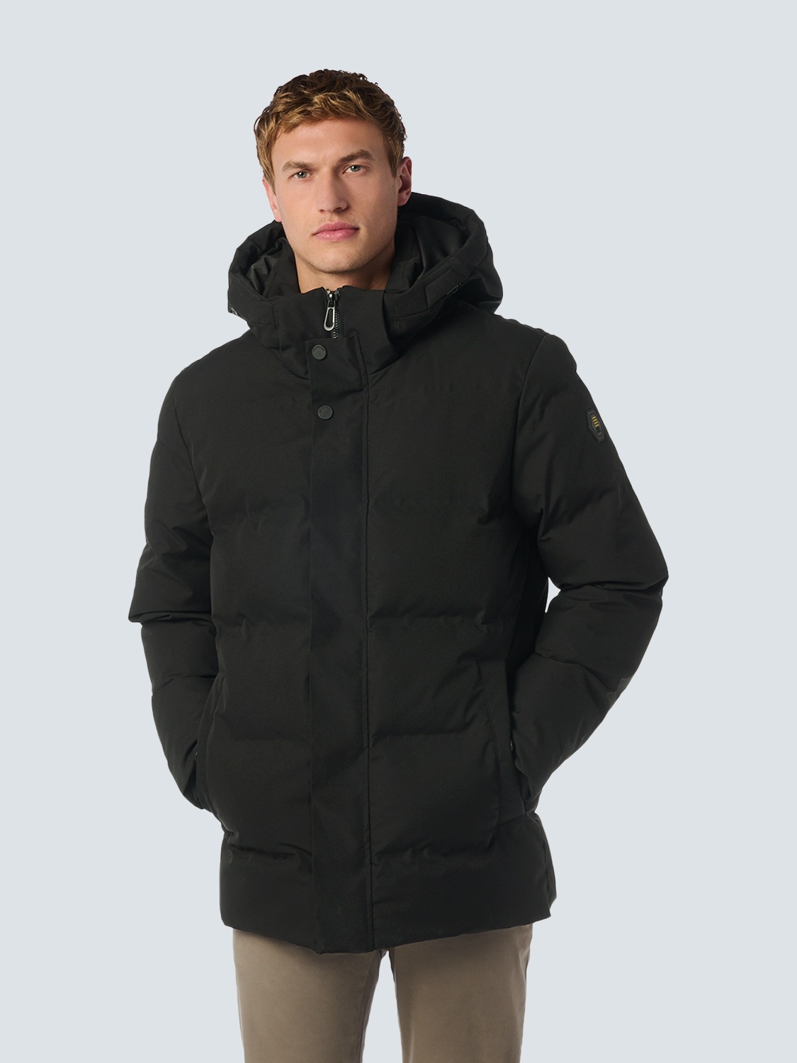No Excess Herren Steppjacke mit Kapuze mit Kapuze in schwarz, Größe M
