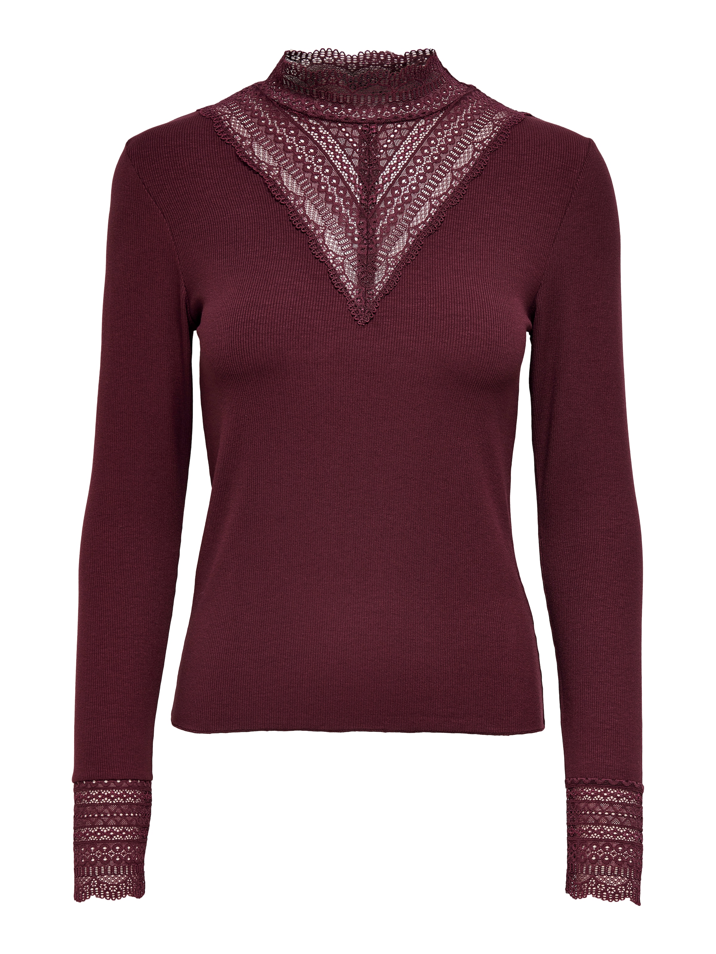 ONLY Spitzenshirt »ONLTILDE L/S HIGH NECK LACE TOP JRS«
