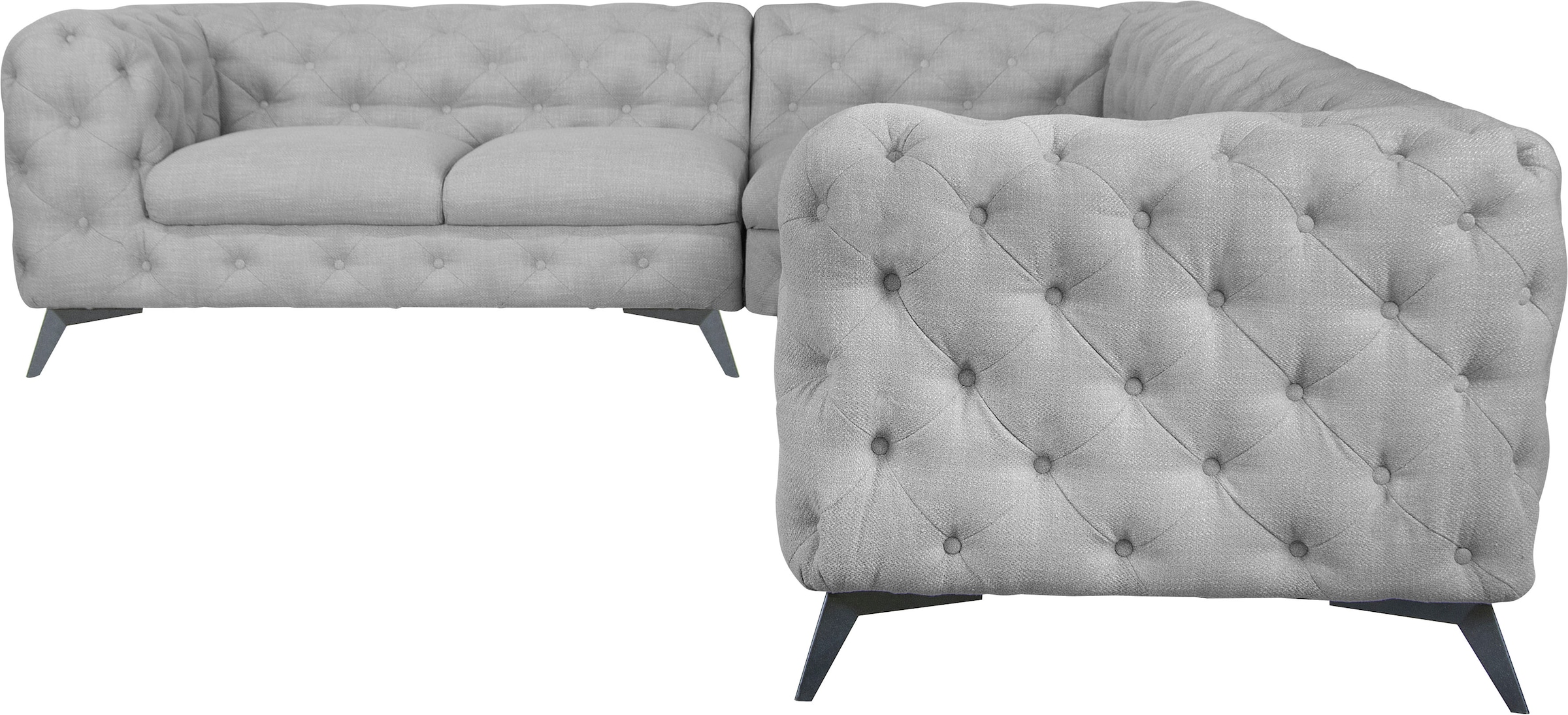 Home affaire Chesterfield-Sofa »Ecksofa GLYNIS L-Form mit Wellenunterfederung, Maße B/T/H 323/264/75cm« aufwändige Knopfheftung, moderne Chesterfield Optik, Fußfarbe wählbar