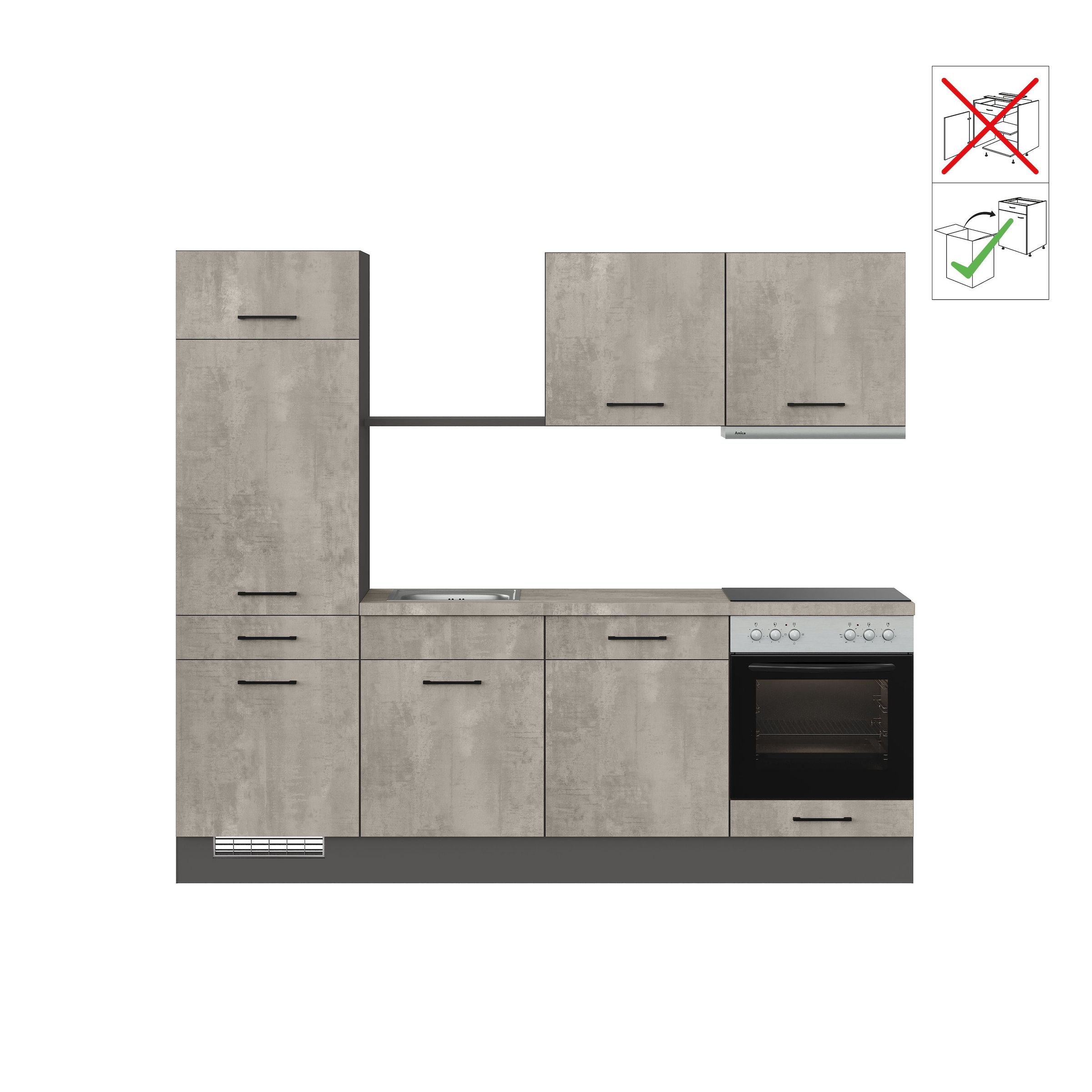 IMPULS KÜCHEN Küche »"Porto", Ausrichtung wählbar, Schubkästen mit Soft-Close,«, vormontiert, wahlweise mit E-Geräten, mit Vollauszug, Breite 240 cm