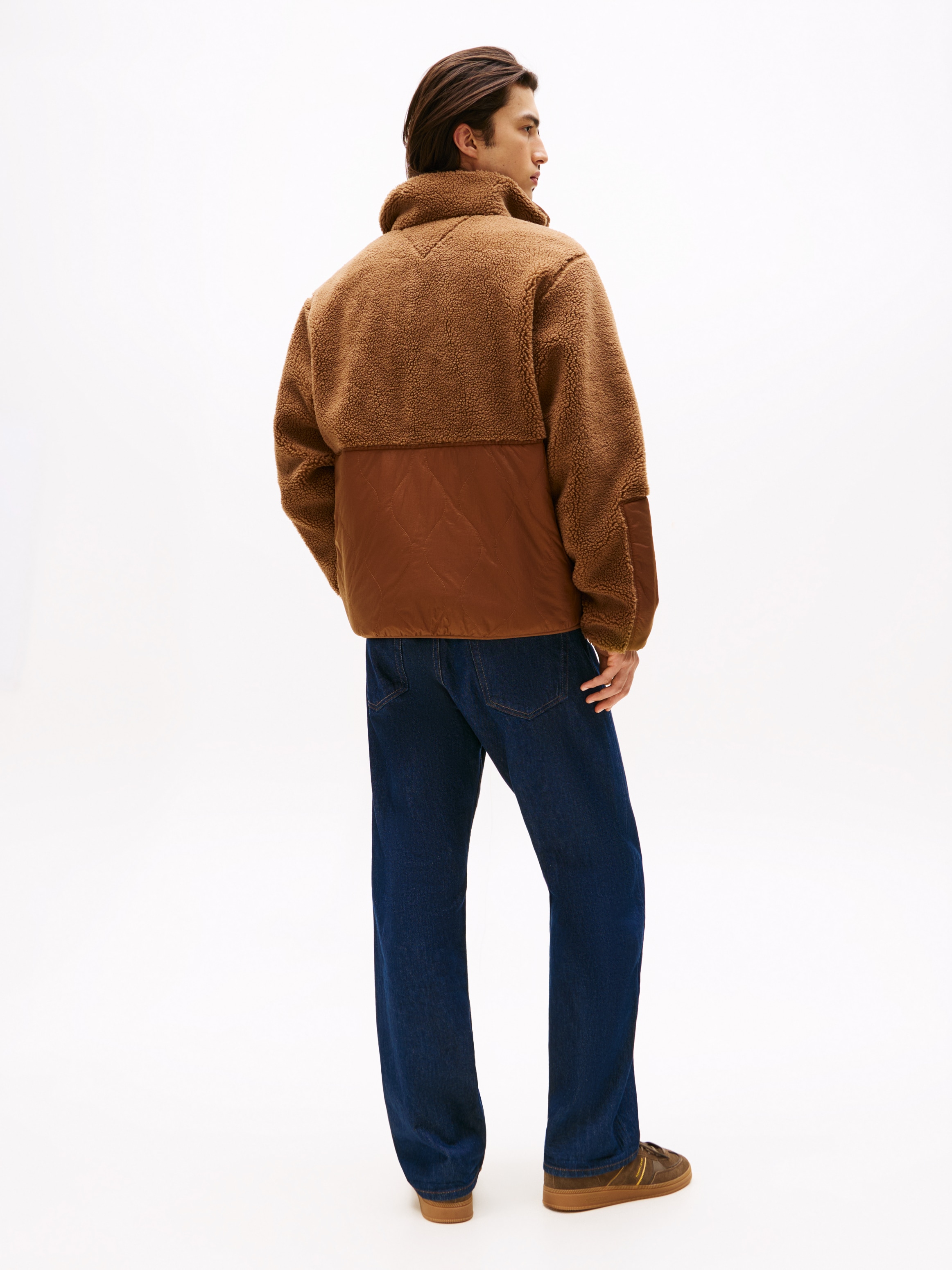 Tommy Jeans Steppjacke »TJM ESSENTL MIX TEDDY«, Daunenjacke, Übergangsjacke relaxed fit, mit Teddy Fleece, Stehkragen