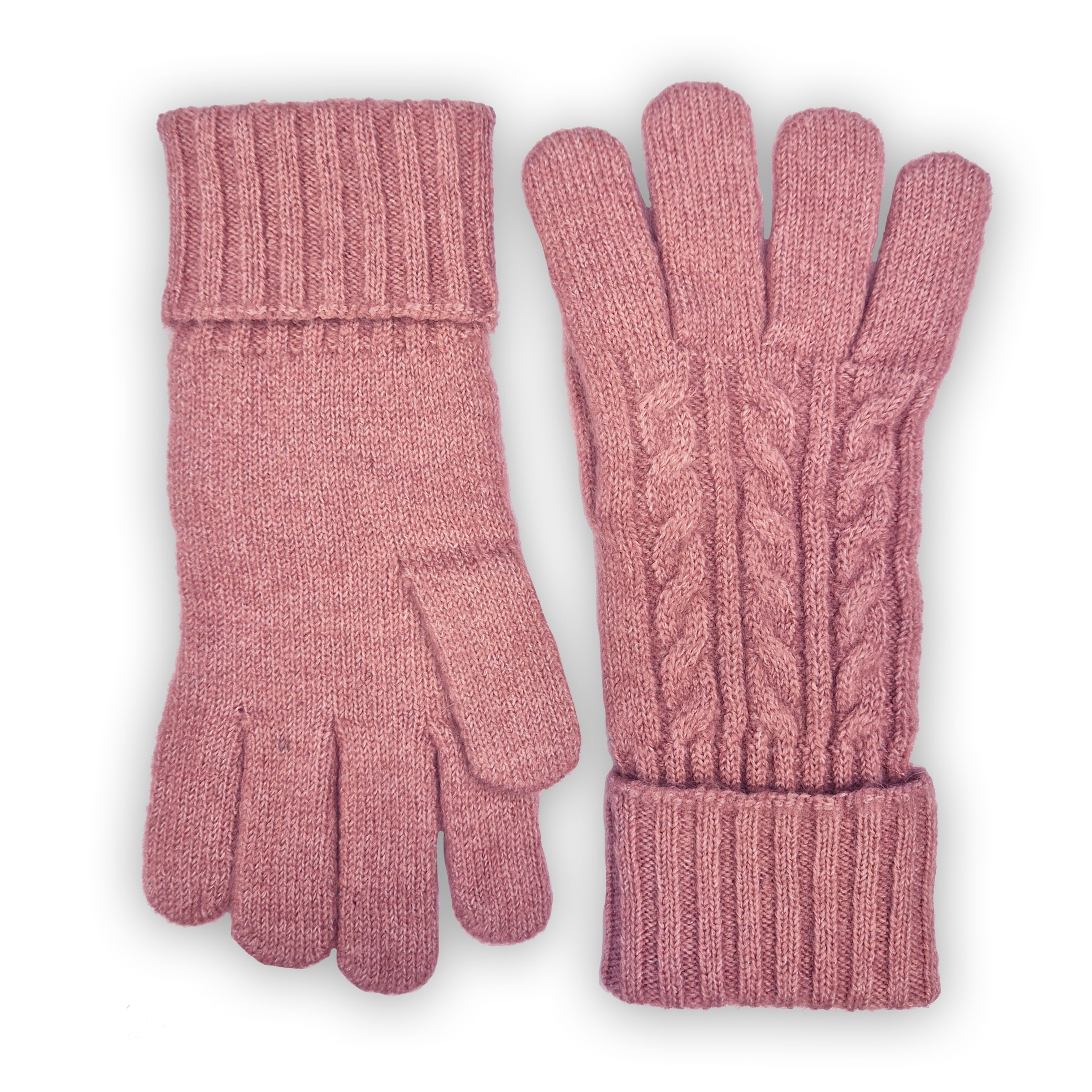 Capelli New York Damen Strickhandschuhe 1 Paar, mit Zopfstrickmuster, Feinstrick, breiter Umschlag, wärmend