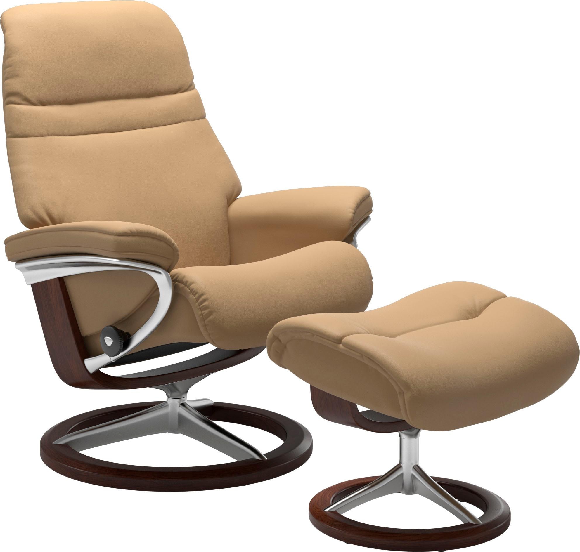 Stressless® Relaxsessel »Sunrise«, (Set, Relaxsessel mit Hocker), mit Signature Base, Größe S, Gestell Braun