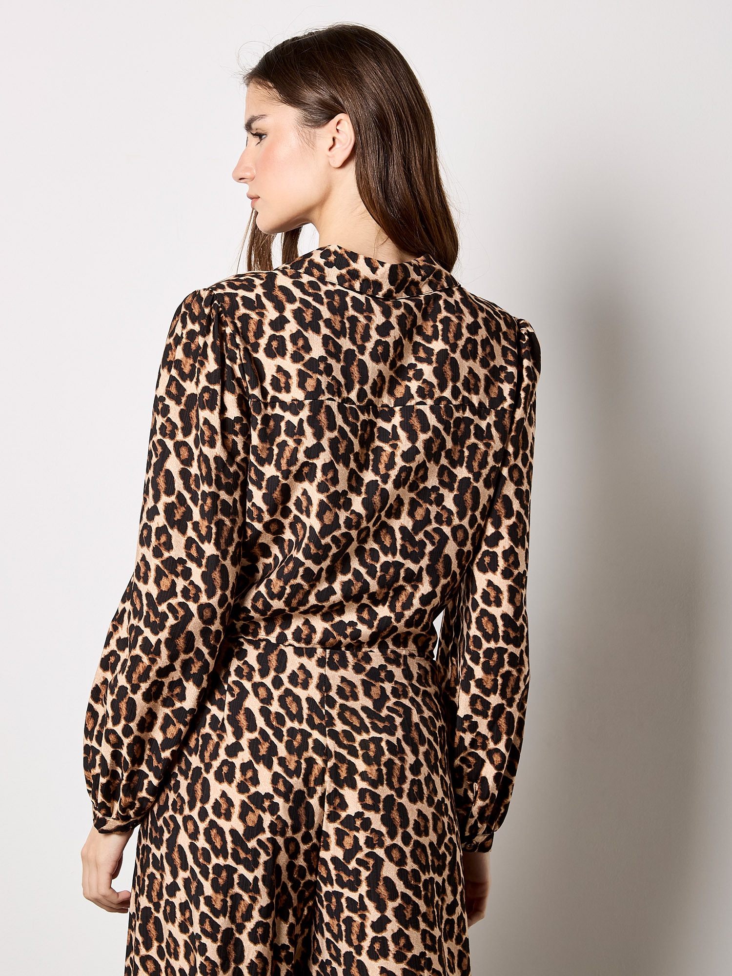 Apricot Shirtbluse »Bluse« mit Leopardenmuster und Bindeband vorne