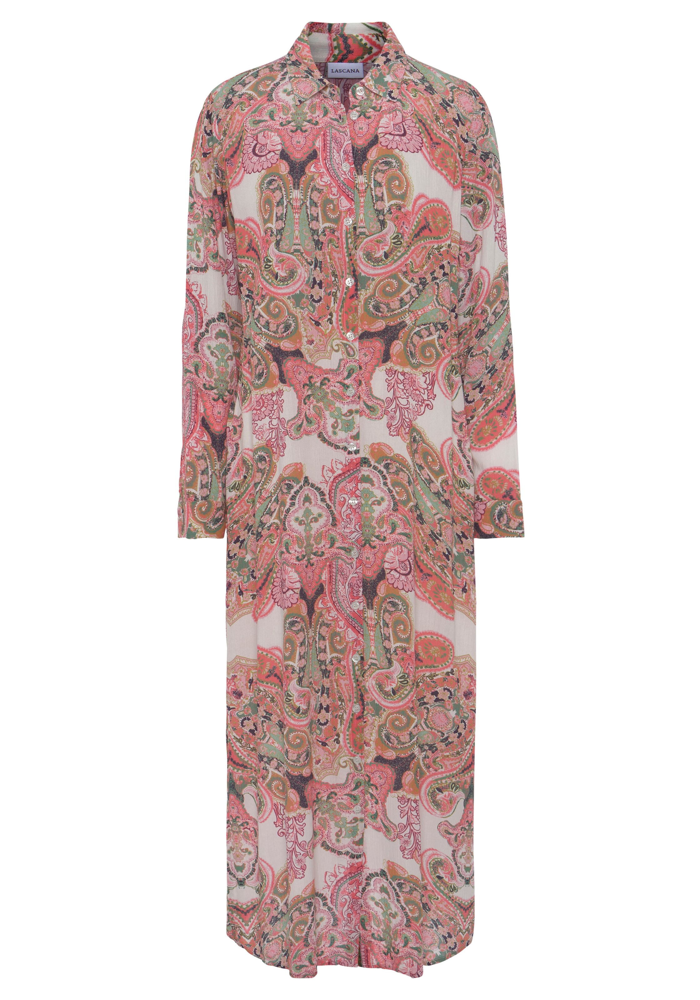 Hemdblusenkleid, bestellen bei OTTO gekreppter aus LASCANA Viskose online