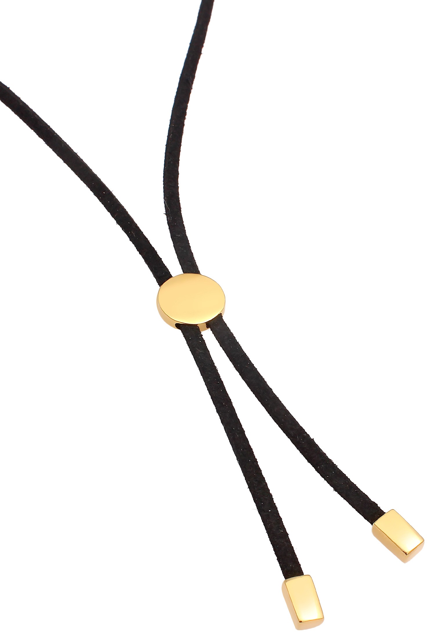 Elli Y-Kette »Halskette Leder Textil Schwarz Disc Element 925 Silber«