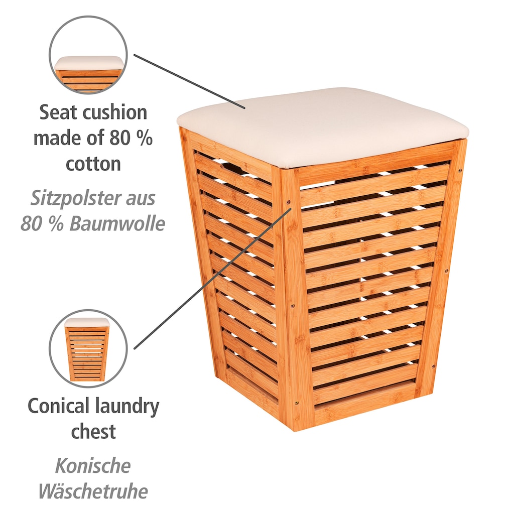 WENKO Wäschekorb »Bambusa«, mit Sitzpolster
