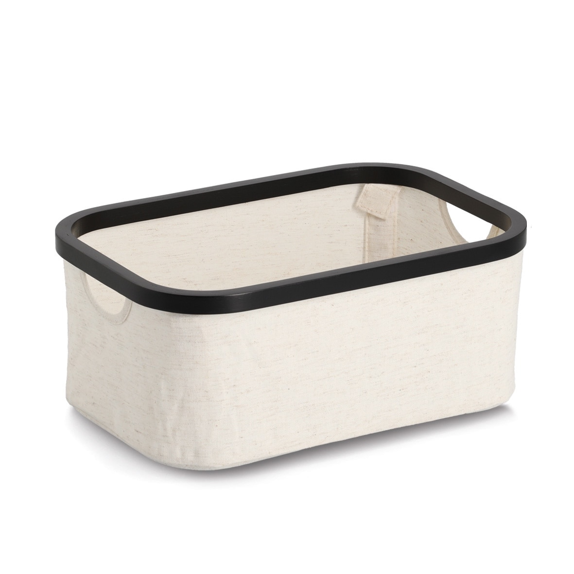 Zeller Present Aufbewahrungskorb »Aufbewahrungskorb, Polyester/Bambus« creme/schwarz, ca. 38x26x16 cm