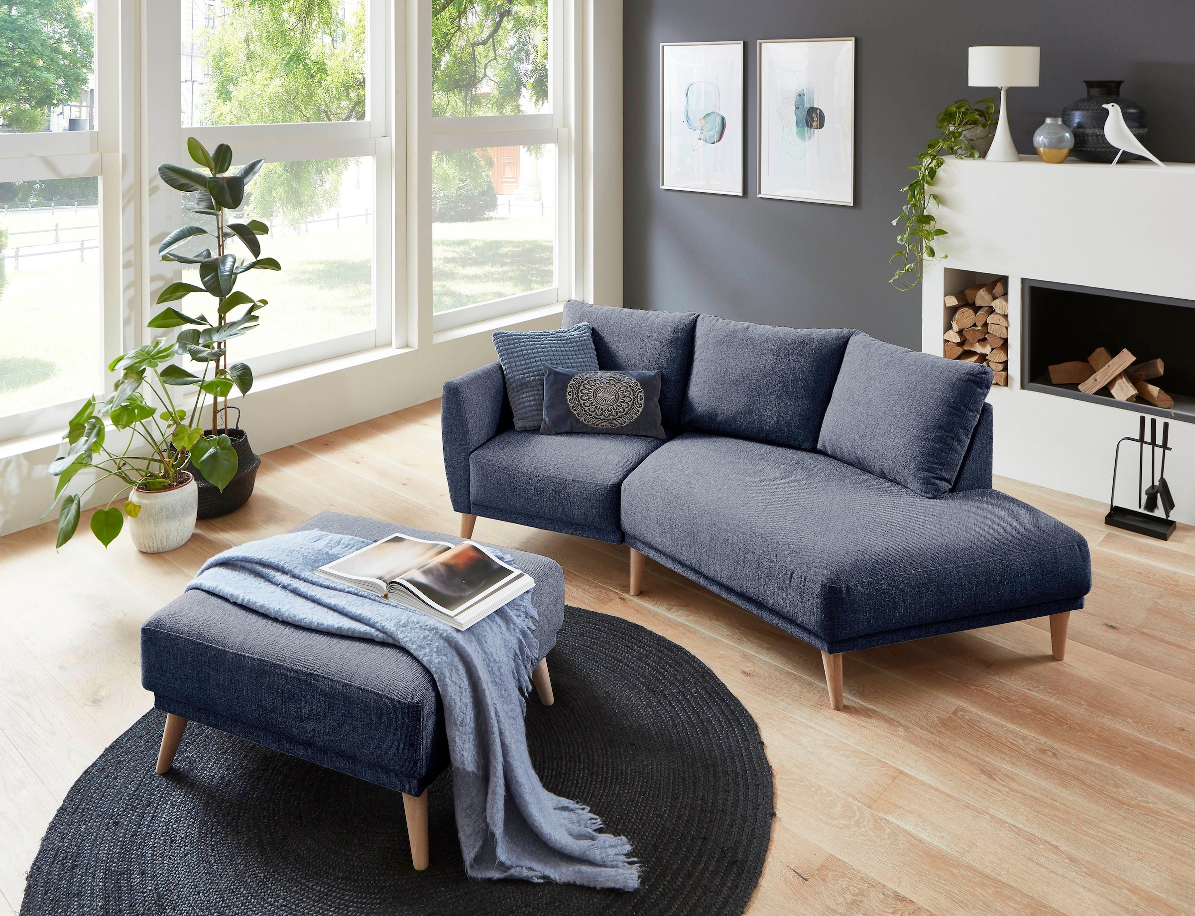 ATLANTIC home collection 2,5-Sitzer »Elvis«, Polsterecke mit offenem Ende im skandinavischen Stil, Massivholzfüße