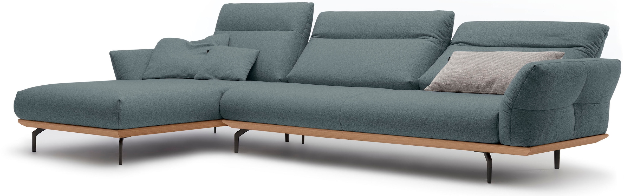 Creation BY ROLF BENZ Ecksofa »CR.460«, Sockel in Eiche, Winkelfüße in Umbragrau, Breite 338 cm