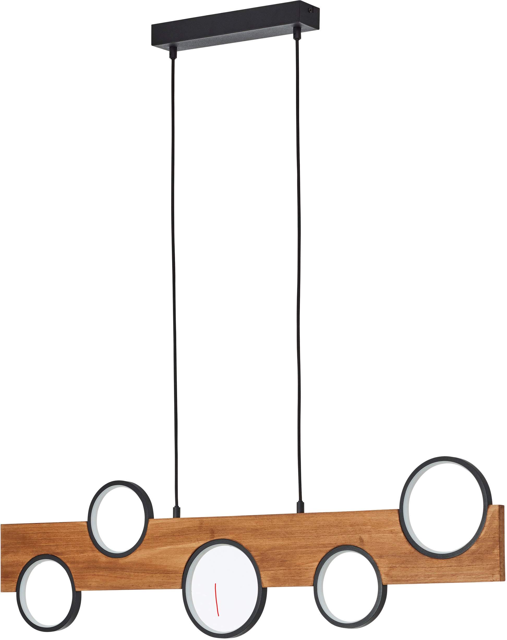 Brilliant LED Pendelleuchte »Cheesy«, 150 x 100cm, 4100lm, 3000K, Holz/Metall, natur/schwarz