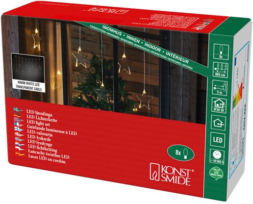 KONSTSMIDE LED-Lichtervorhang »Weihnachtsdeko«, mit 8 Plexisternen und warmweißen Dioden