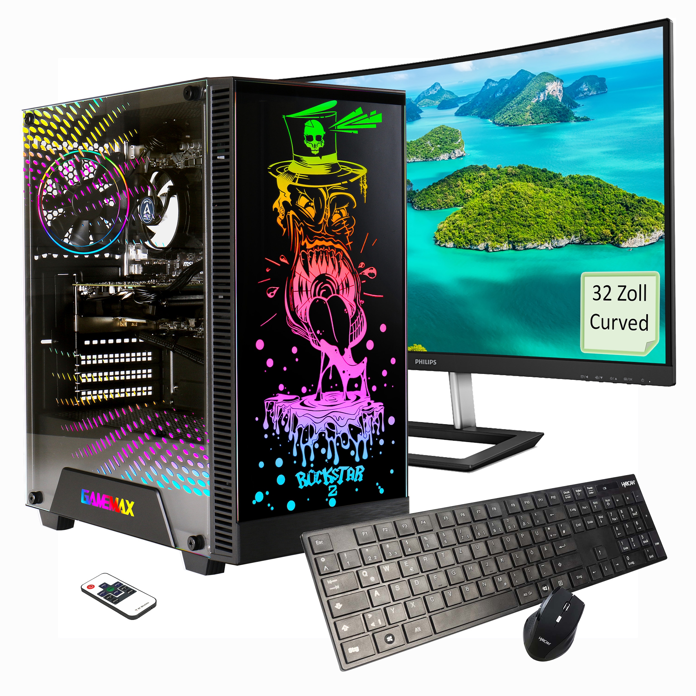 Hyrican Gaming-PC-Komplettsystem »Rockstar SET2464«, Windows 11,inklusive 32" Curved Monitor Philips E-line 322E1C