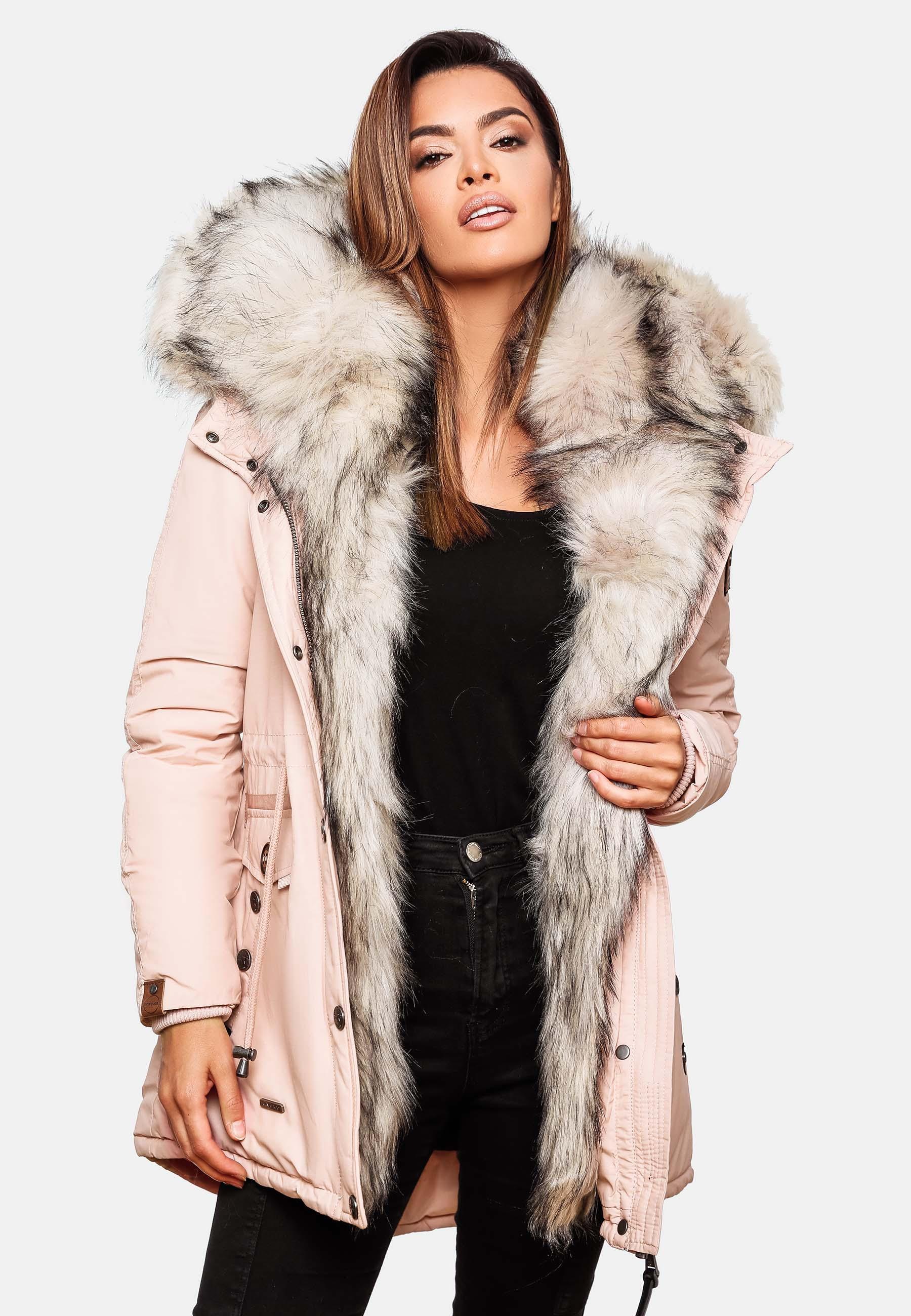 Navahoo Wintermantel »Wintermantel Sweety«, Winterparka mit 2 Kunstpelz-Kapuzen