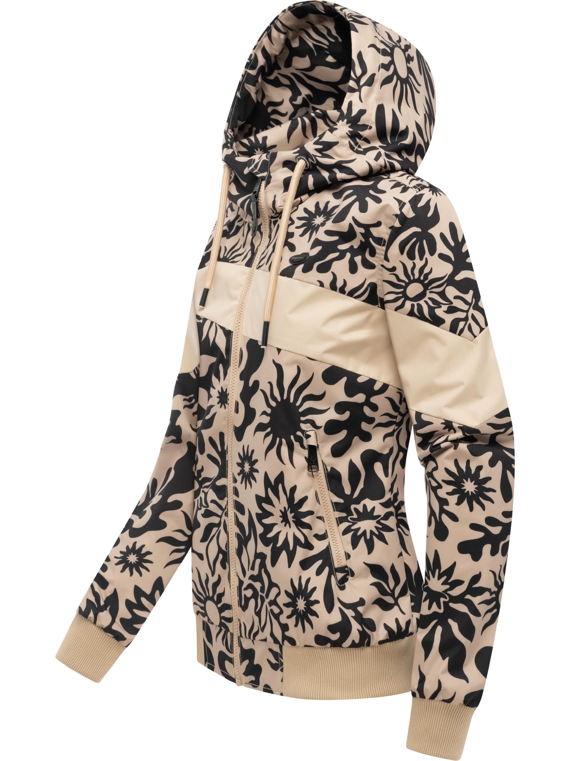 Ragwear Outdoorjacke »Übergangsjacke Nuggie Block Flower« mit Kapuze modische Damen Freizeitjacke mit floralem Print
