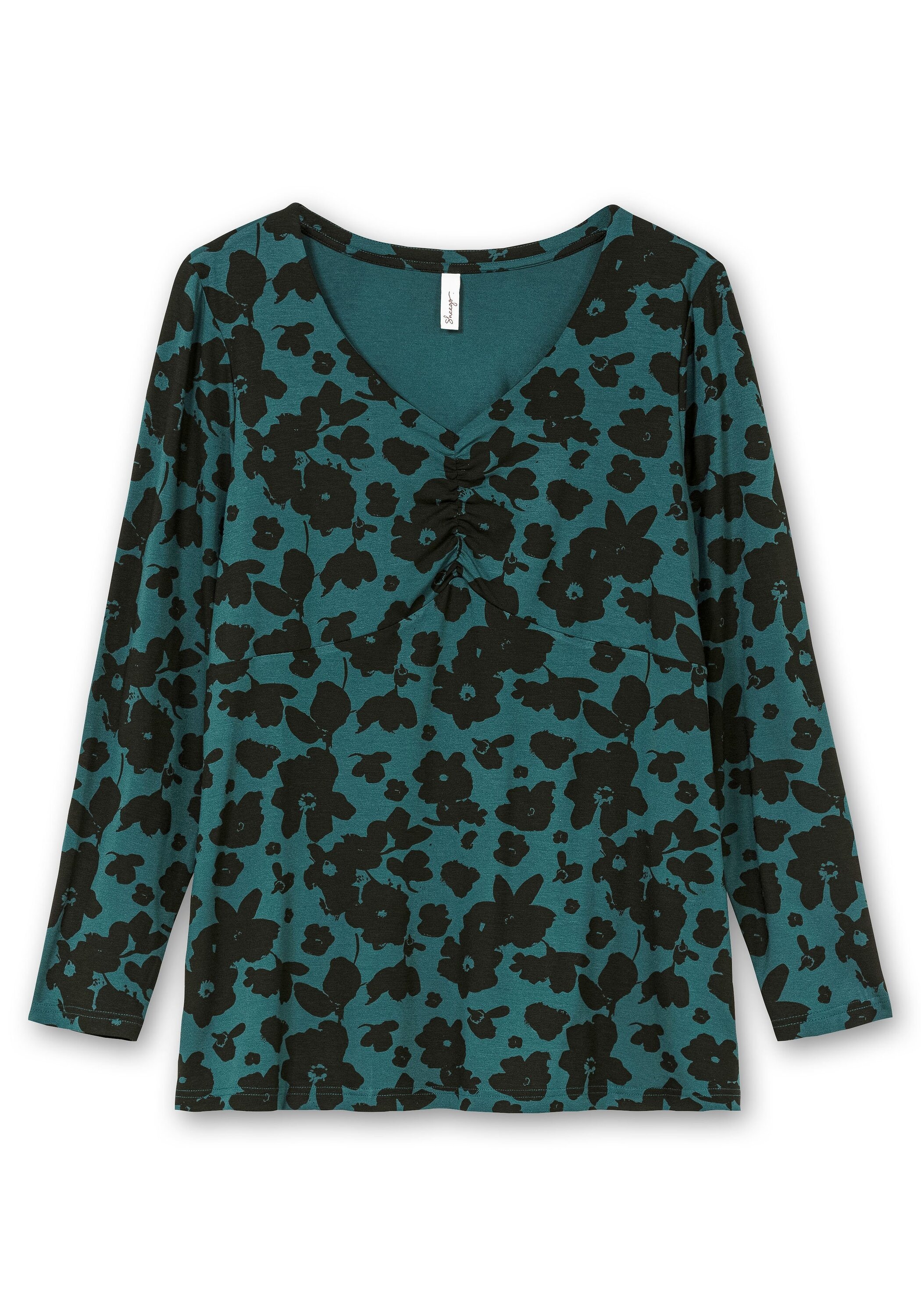 Sheego Langarmshirt »Langarmshirt mit Blumendruck und V-Ausschnitt«, mit Blumendruck und V-Ausschnitt