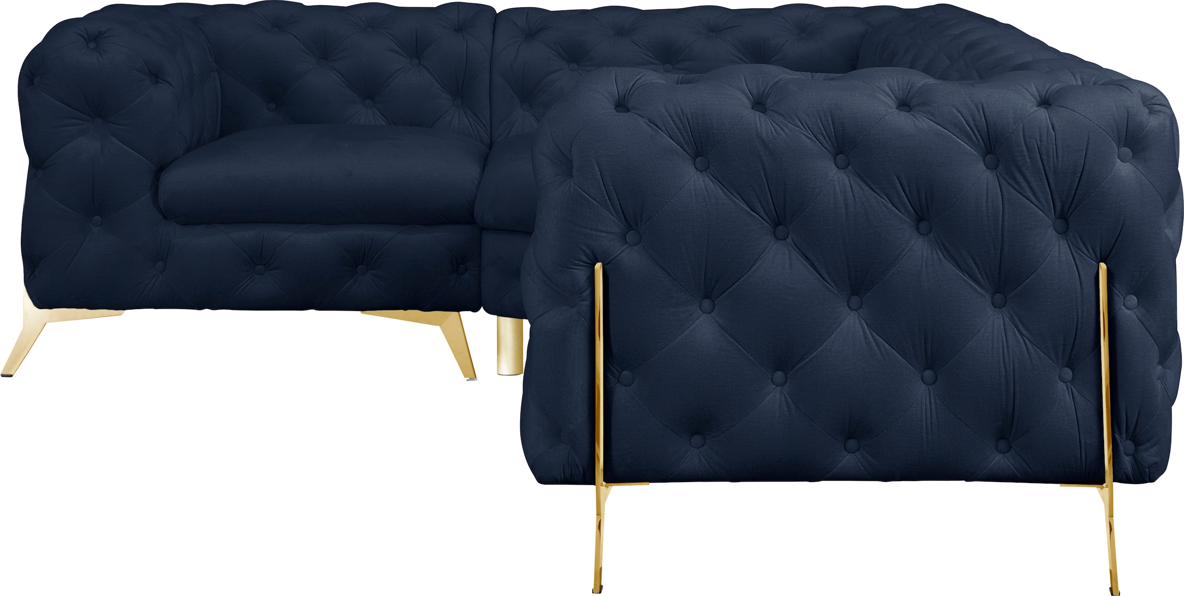 Leonique Chesterfield-Sofa »Amaury L-Form« moderne Chersterfield-Optik, Breite 262 cm, Fußfarbe wählbar