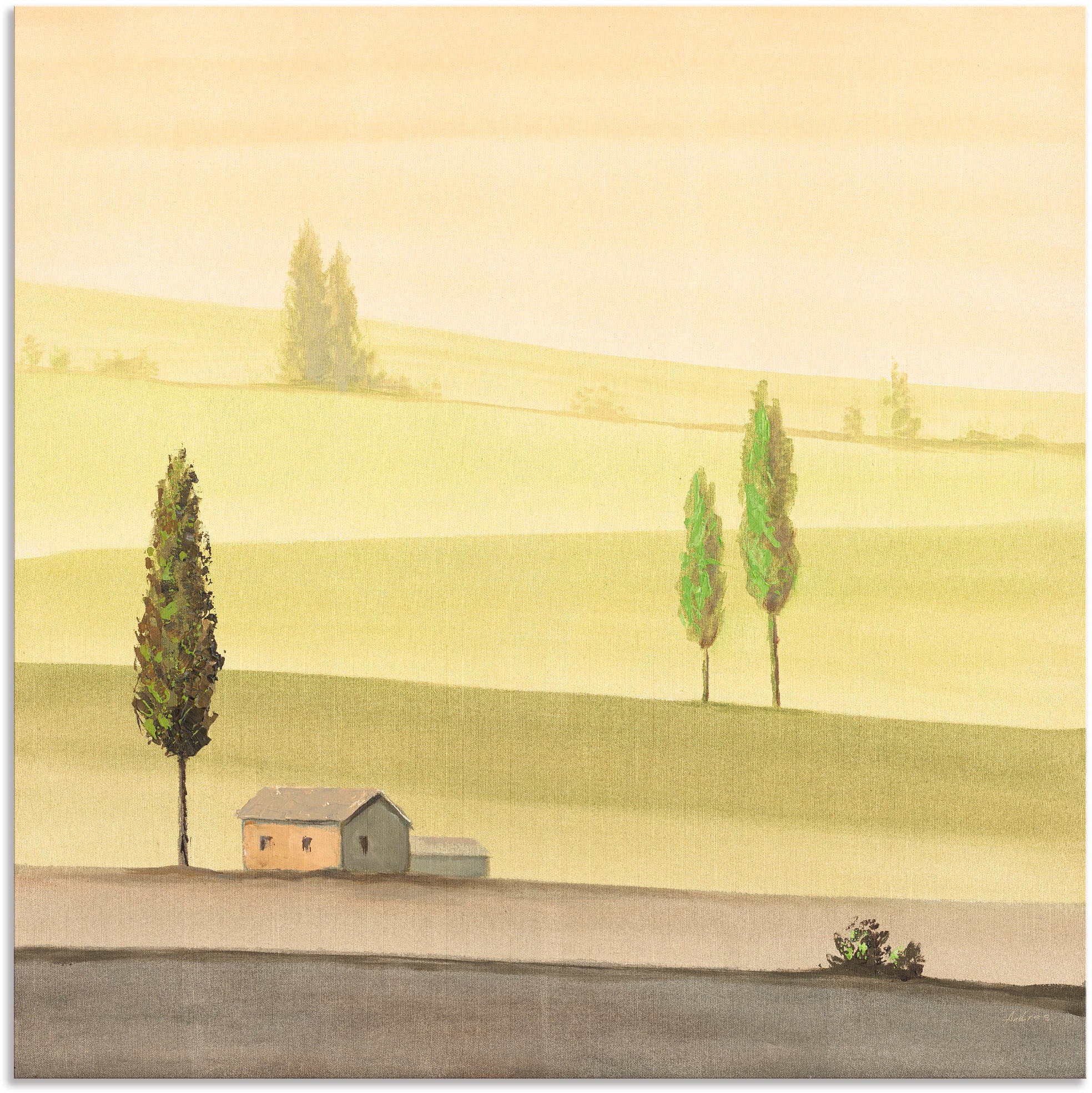 Artland Wandbild »Landschaft in Grün II«, Wiesen & Bäume, (1 St.), in vielen Größen & Produktarten - Alubild / Outdoorbild für den Außenbereich, Leinwandbild, Poster, Wandaufkleber / Wandtattoo auch für Badezimmer geeignet