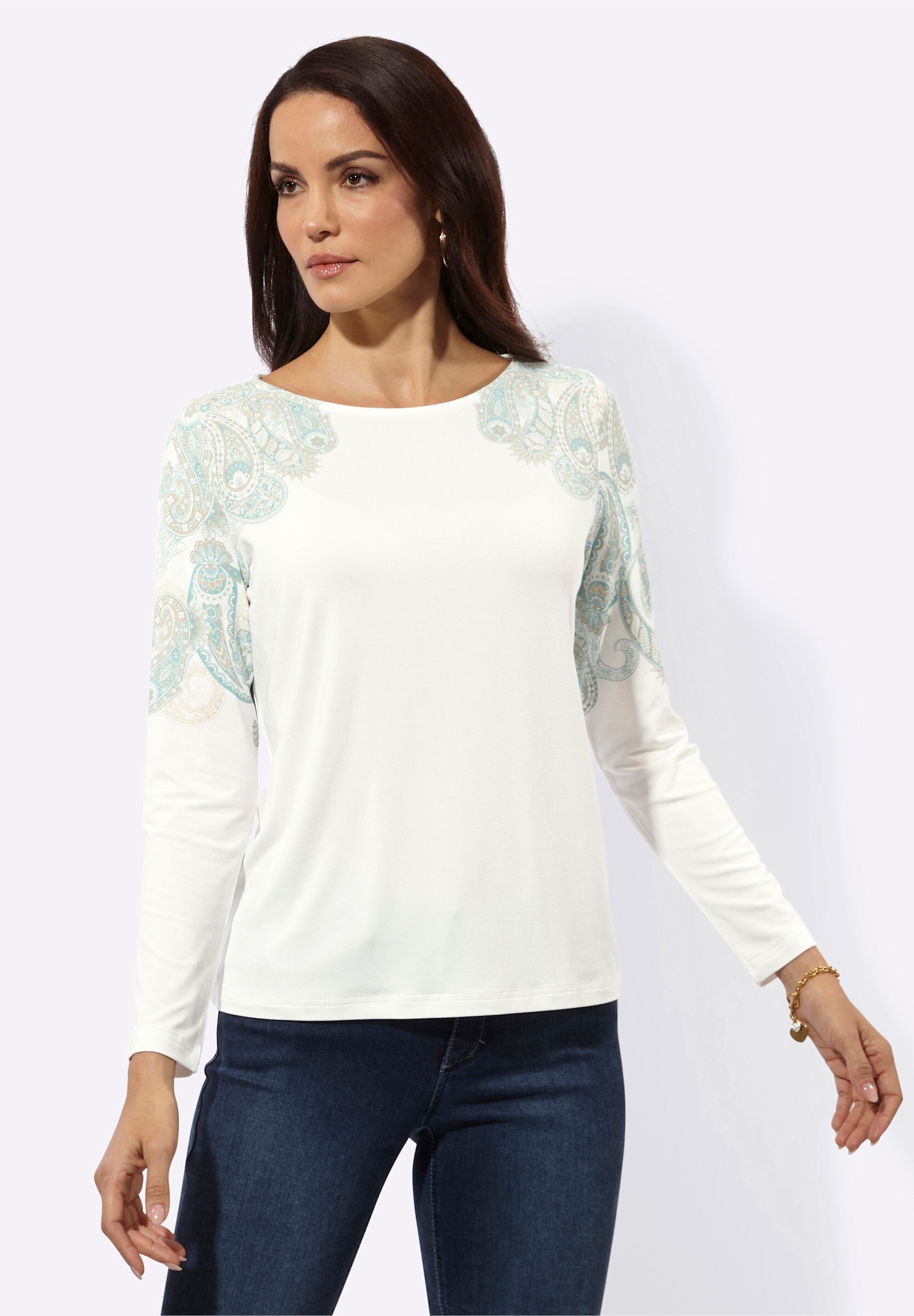 creation L T-Shirt »Druck-Shirt Langarmshirt mit platziertem Paisley-Druck«