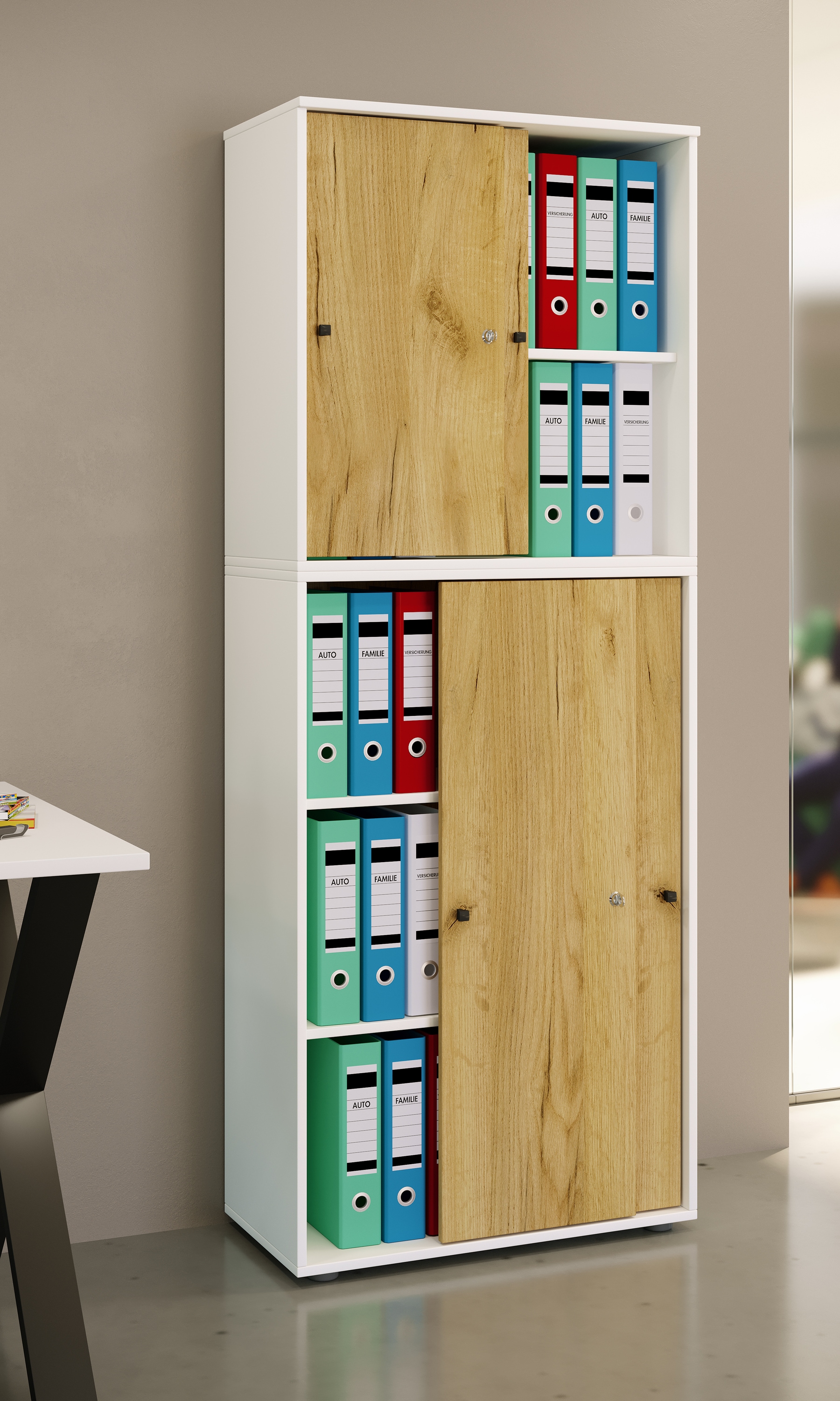 VCM Aktenschrank »Büroschrank Aktenschrank Schiebetüren Lona 5fach« 1 Stk. tlg.