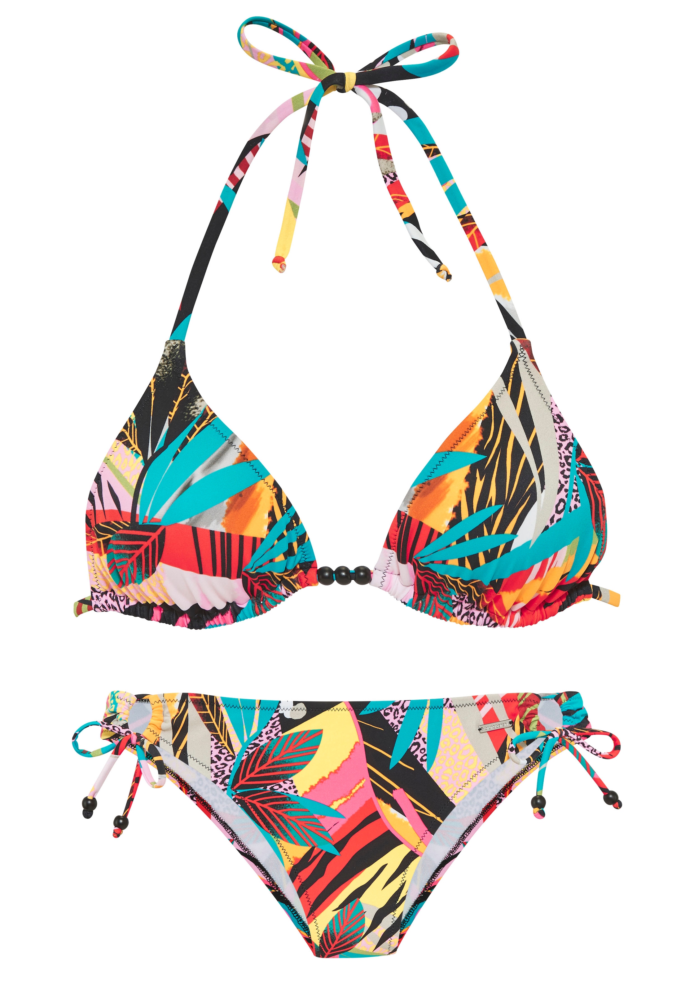 Bruno Banani Triangel-Bikini »Onyx«, (Set), mit Perlen-Accessoires