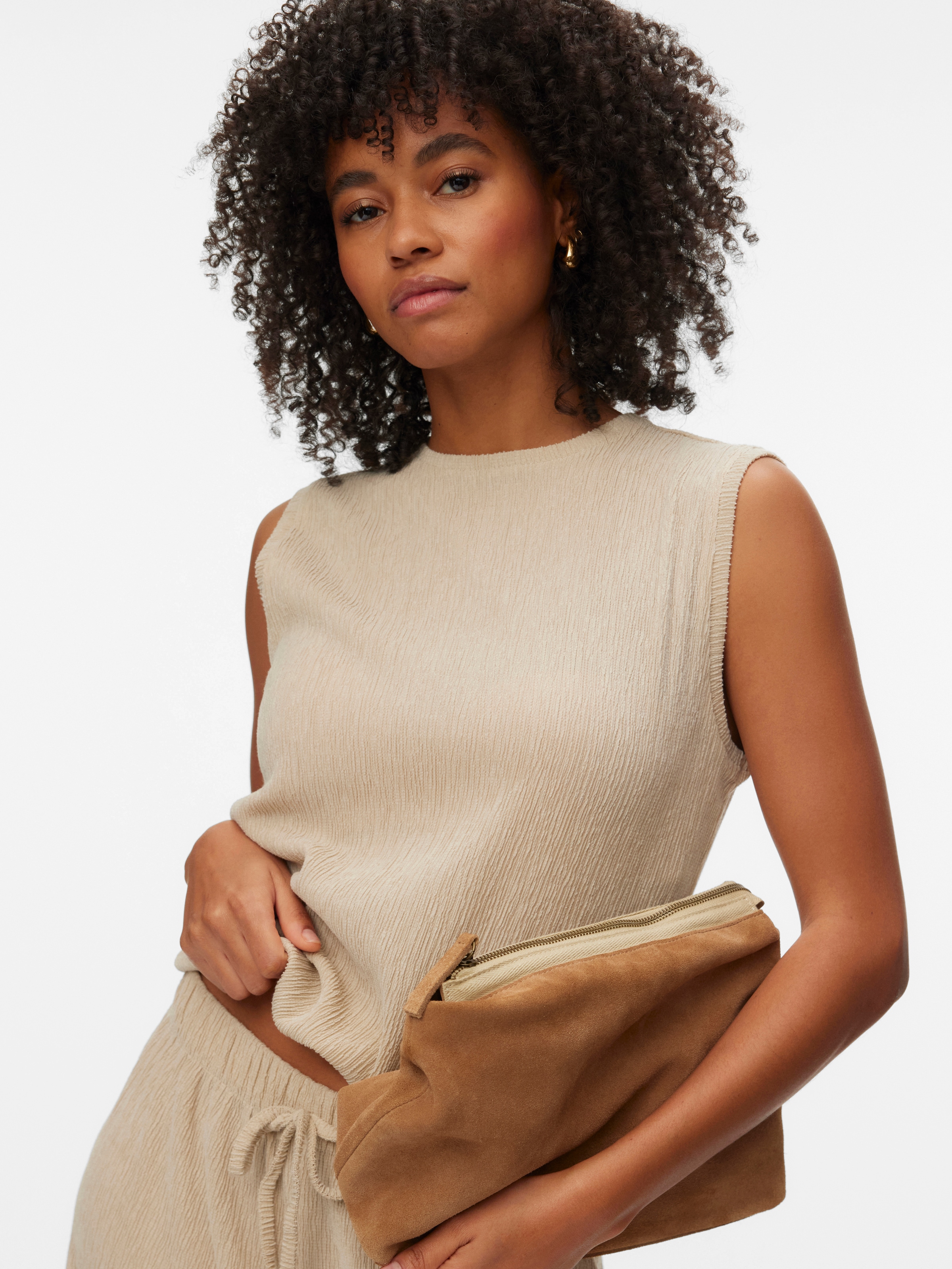 Vero Moda Shirttop »VMLUNA SL O-NECK TOP JRS NOOS« Materialmix, regular fit