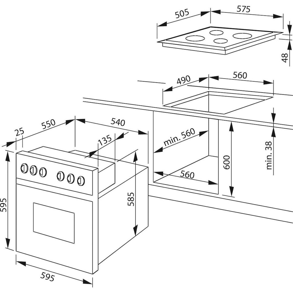 Amica Elektro-Herd-Set »EHC 12920 R«, EHC 12920 R, mit Backauszug, (Set)