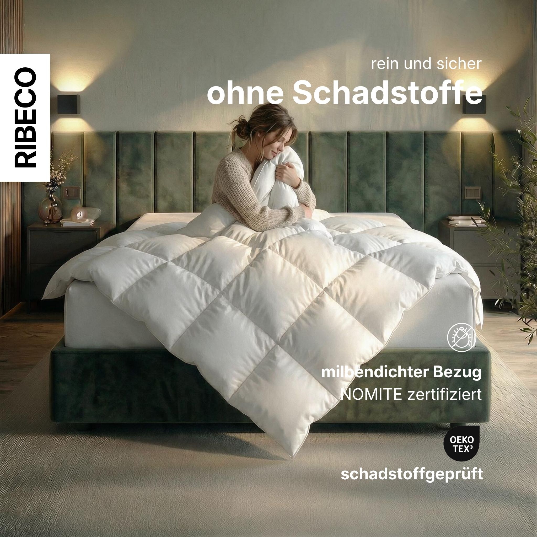 RIBECO Daunenbettdecke »Johanna, Bettdecke in 135x200 und 155x220cm und weiteren Größen« leicht Füllung 80Daunen20Federn 1 Stk. tlg. Topseller, Daunen und Federn, Daunendecke, Federdecke, Made in Germany