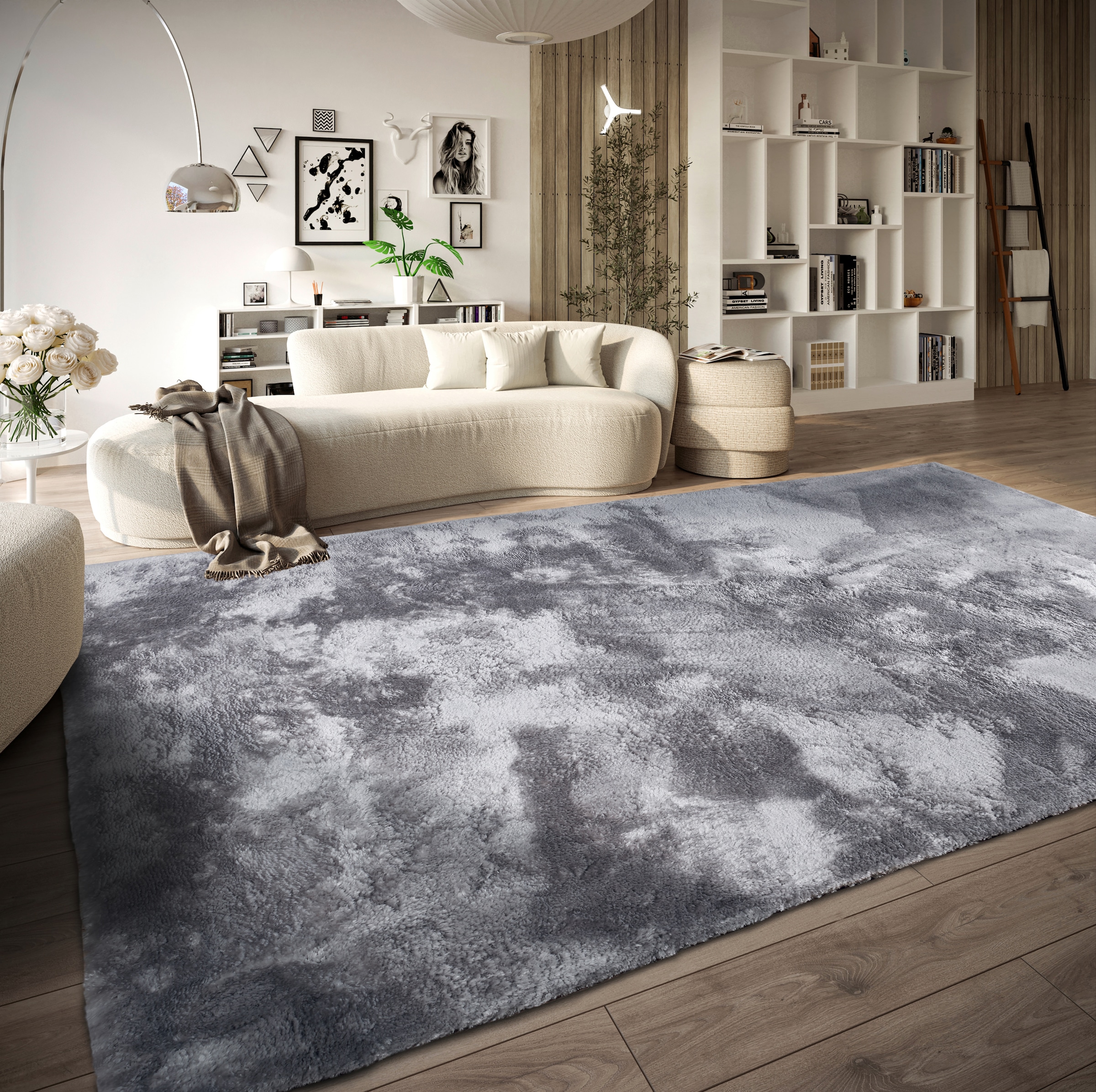 ELLE DECORATION Hochflor-Teppich »Calida«, rechteckig, 28 mm Höhe, Langflor, Shaggy, einfarbig, flauschig, weich, glänzend, modern, uni