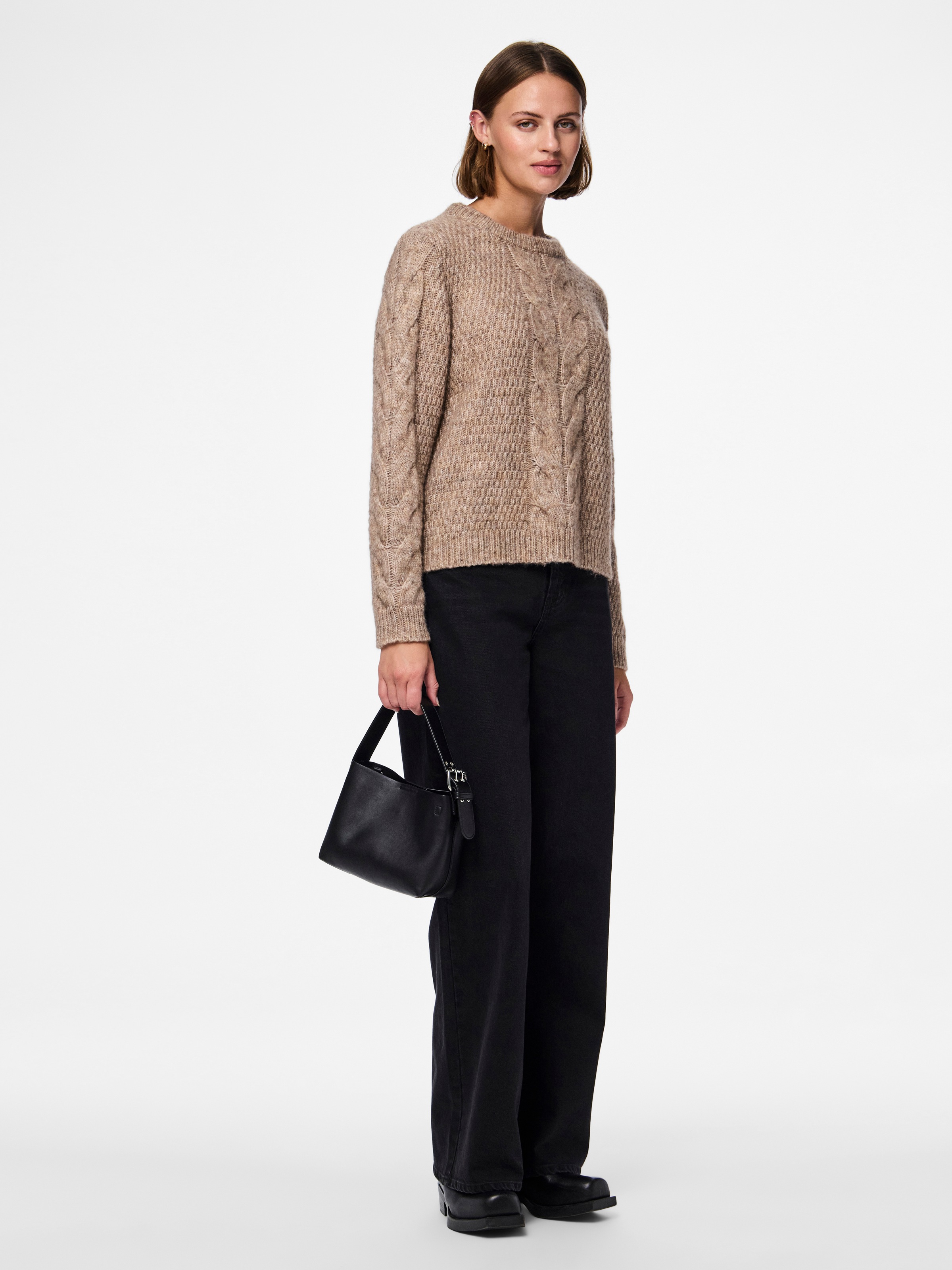 pieces Strickpullover »PCNINA LS O-NECK KNIT NOOS BC«