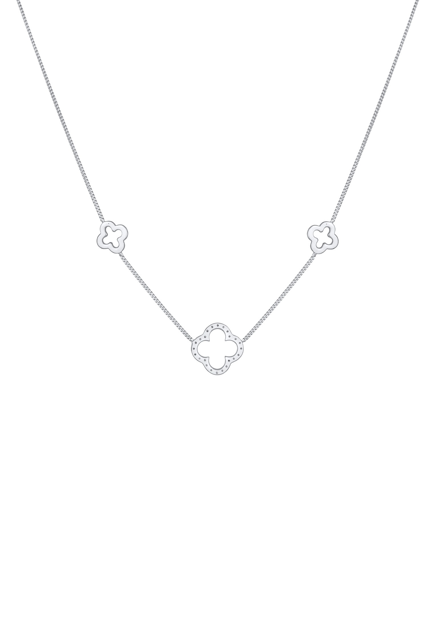 Elli Silberkette »Halskette Kleeblatt Glück Zirkonia 925 Silber«