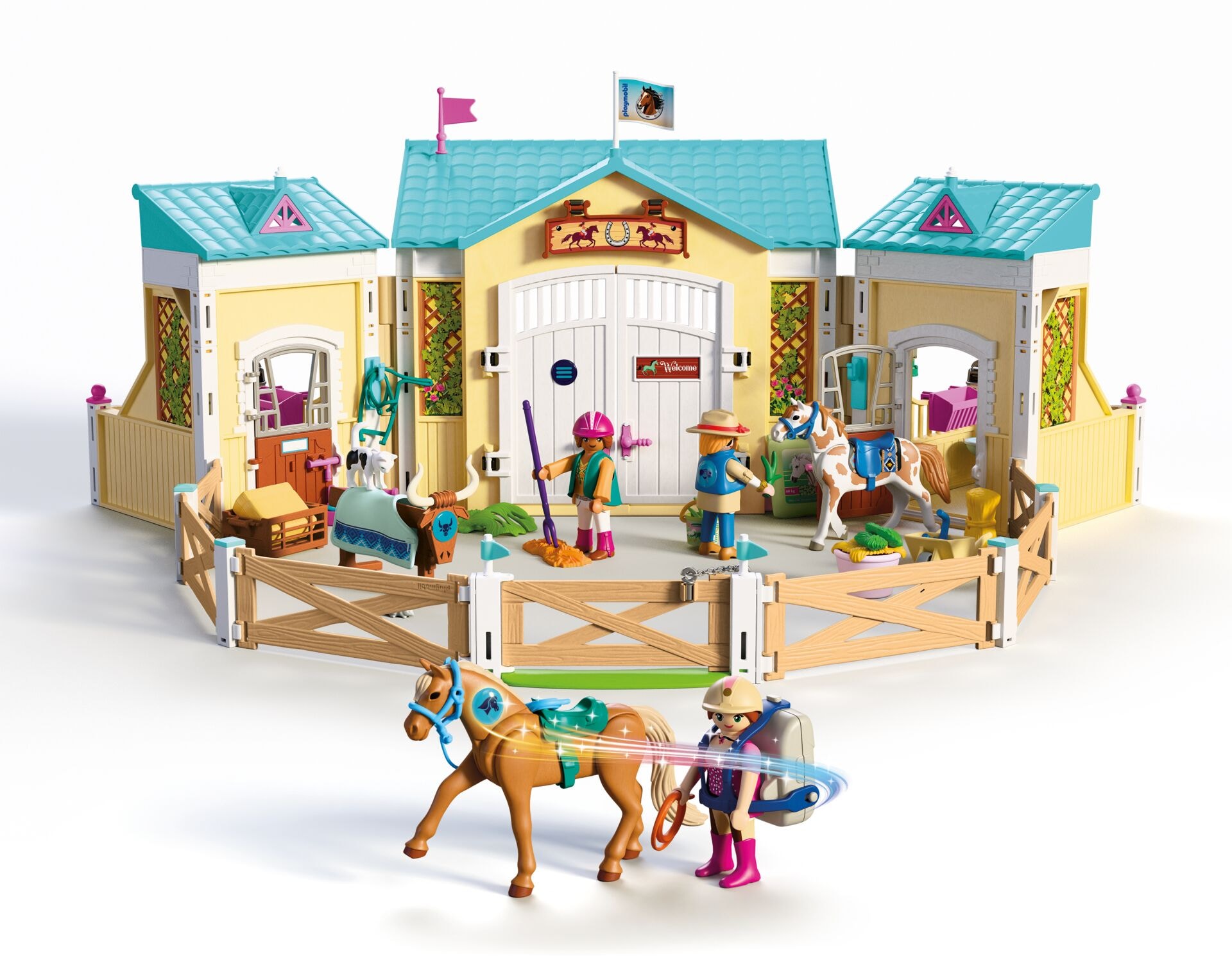 Playmobil® Konstruktions-Spielset »Playmobil Hi! Ready-To-Play Set Reiterhof (72127), I Love Horses« Made in Europe