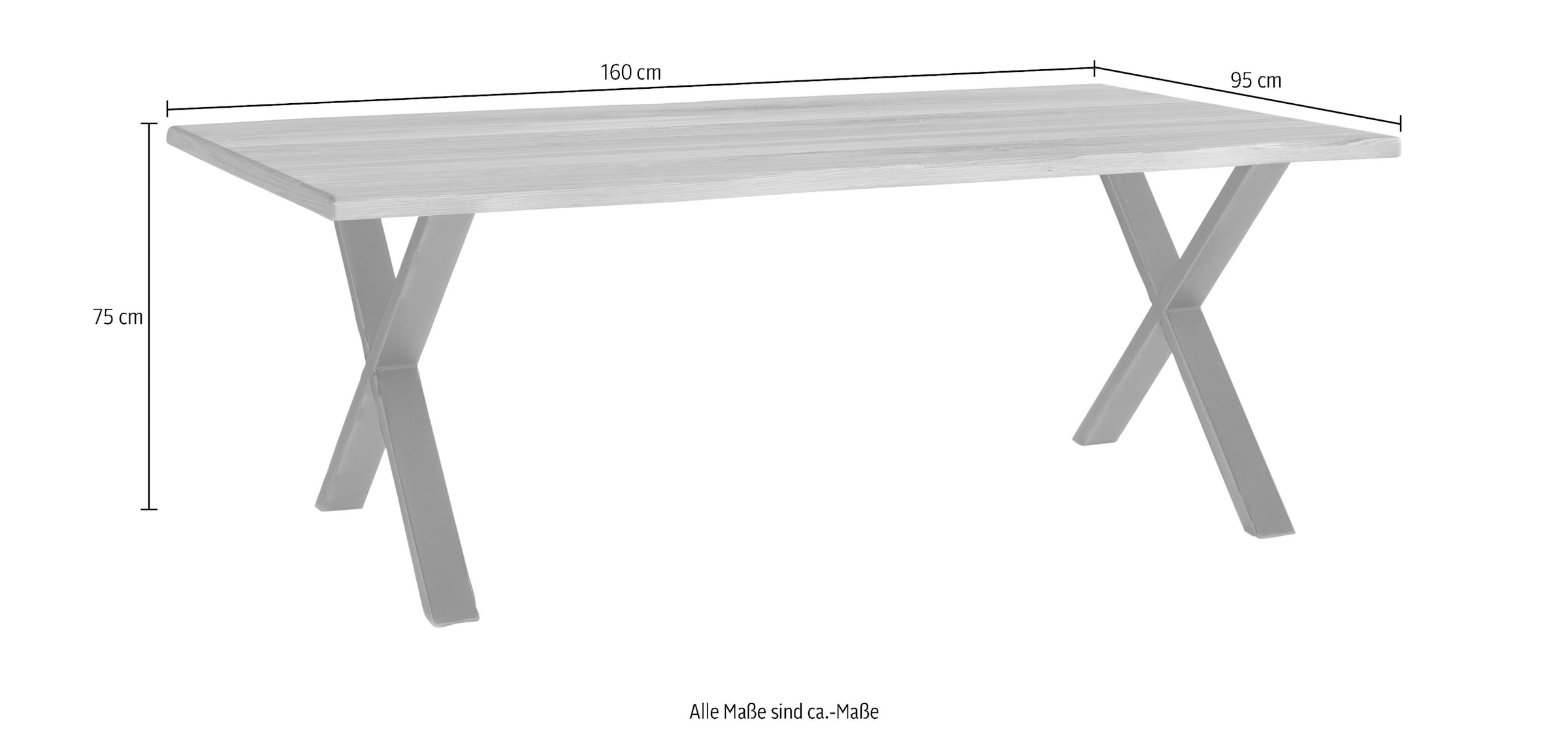 Homexperts Baumkantentisch »Lesley«, Breite 160 oder 200 cm, mit natürlich verlaufender Baumkante