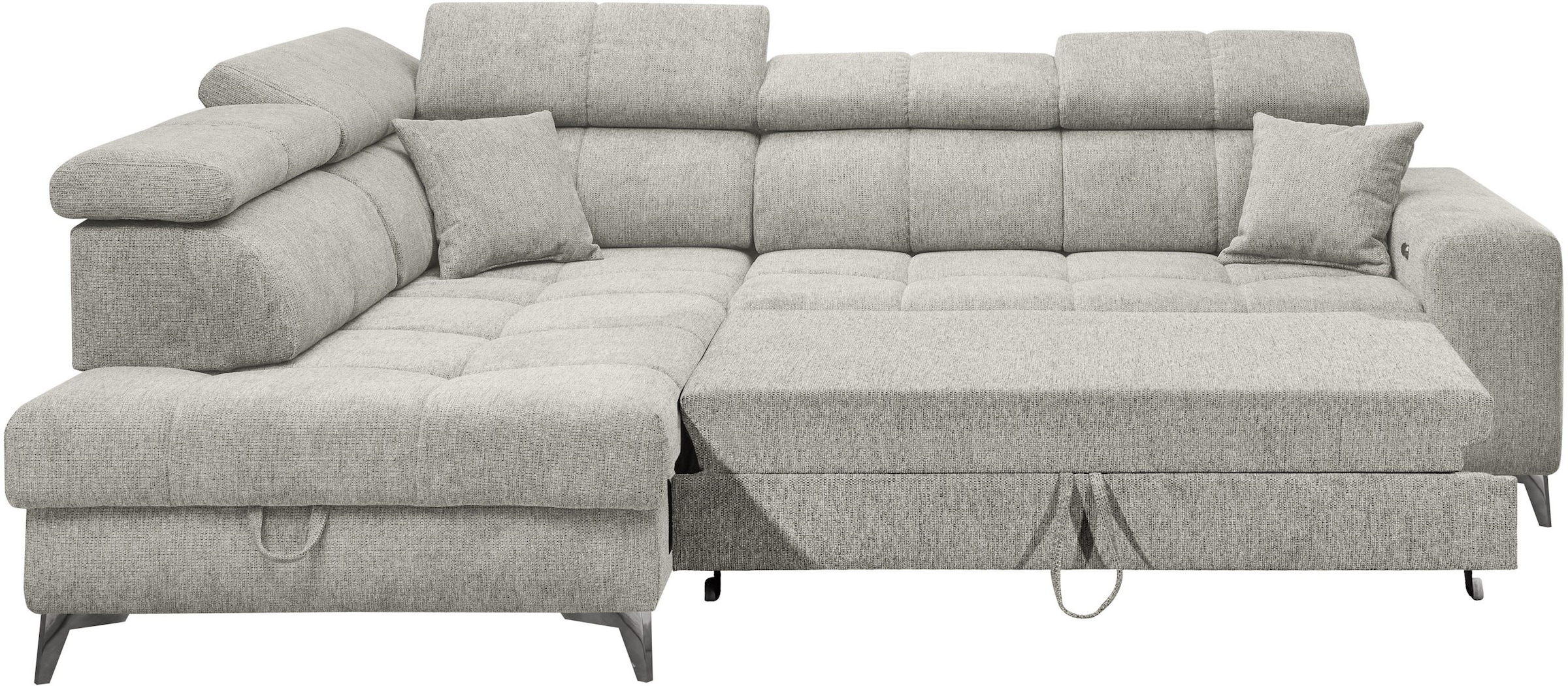 ED EXCITING DESIGN Ecksofa »Sydney L-Form«, mit Bettfunktion, Bettkasten, Kopfteilverstellung & 2 Zierkissen