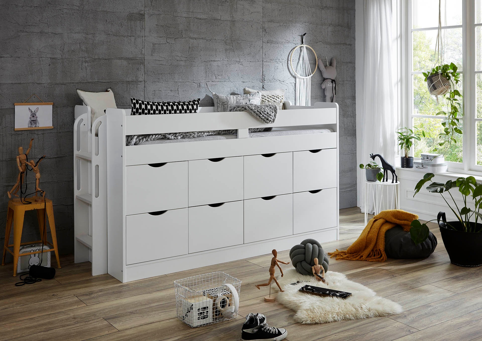 Relita Hochbett »Flori«, mit Rollrost und 8 Schubladen