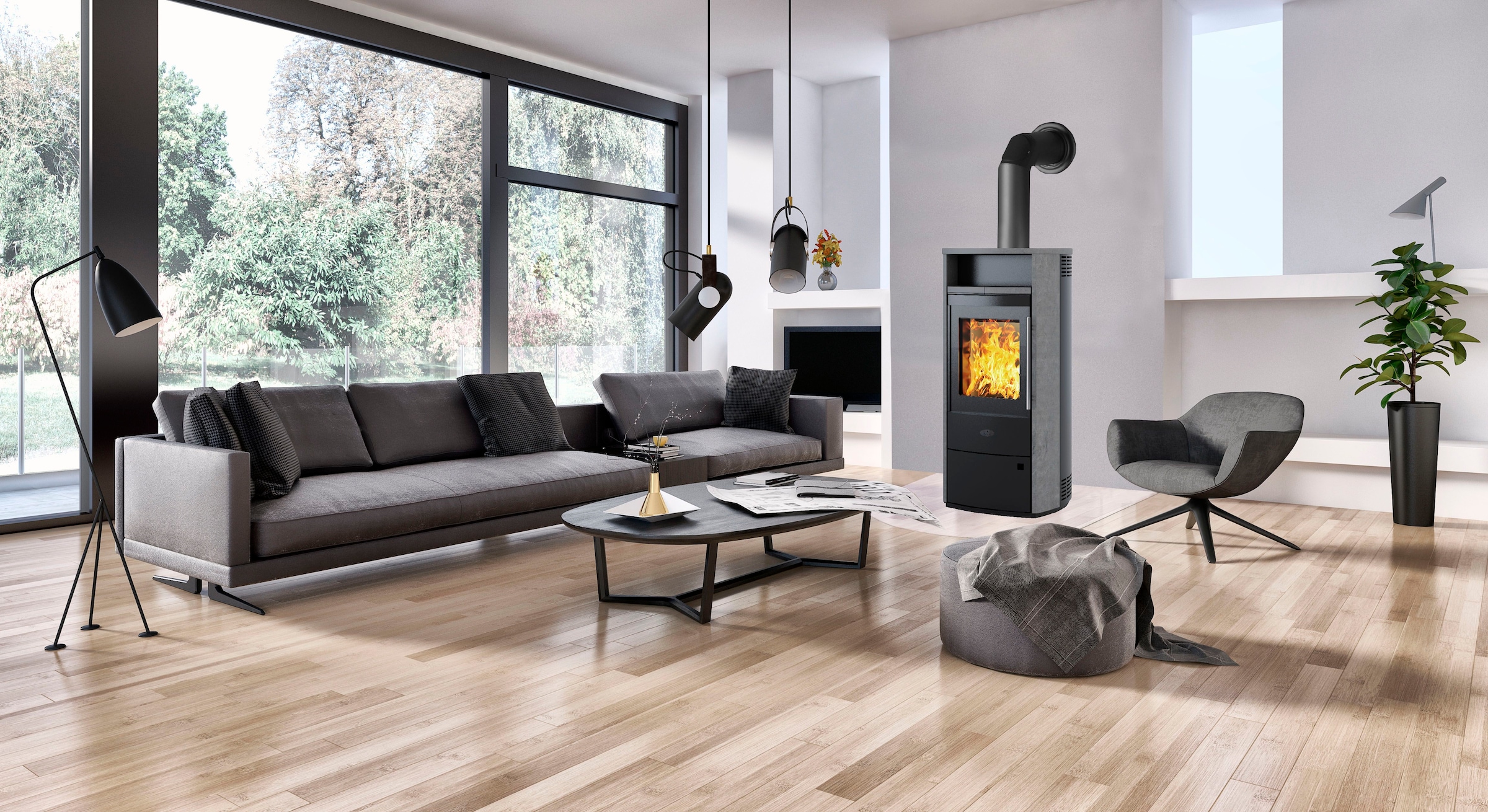 Firefix Kaminofen »»DUBLIN««, mit Naturstein und intergriertem Katalysator