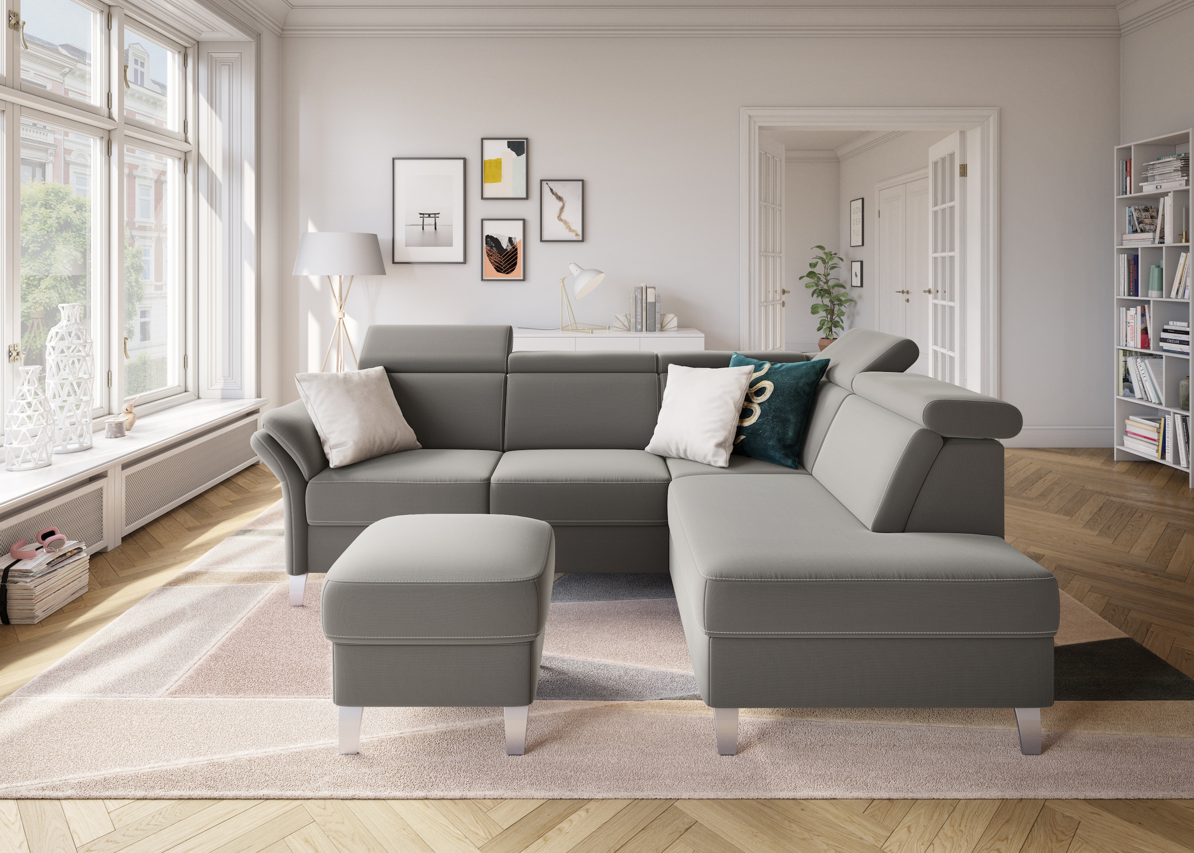 sit&more Ecksofa »Vincenzo L-Form« inklusive Kopfteilverstellung, wahlweise mit Bettfunktion, Bettkasten