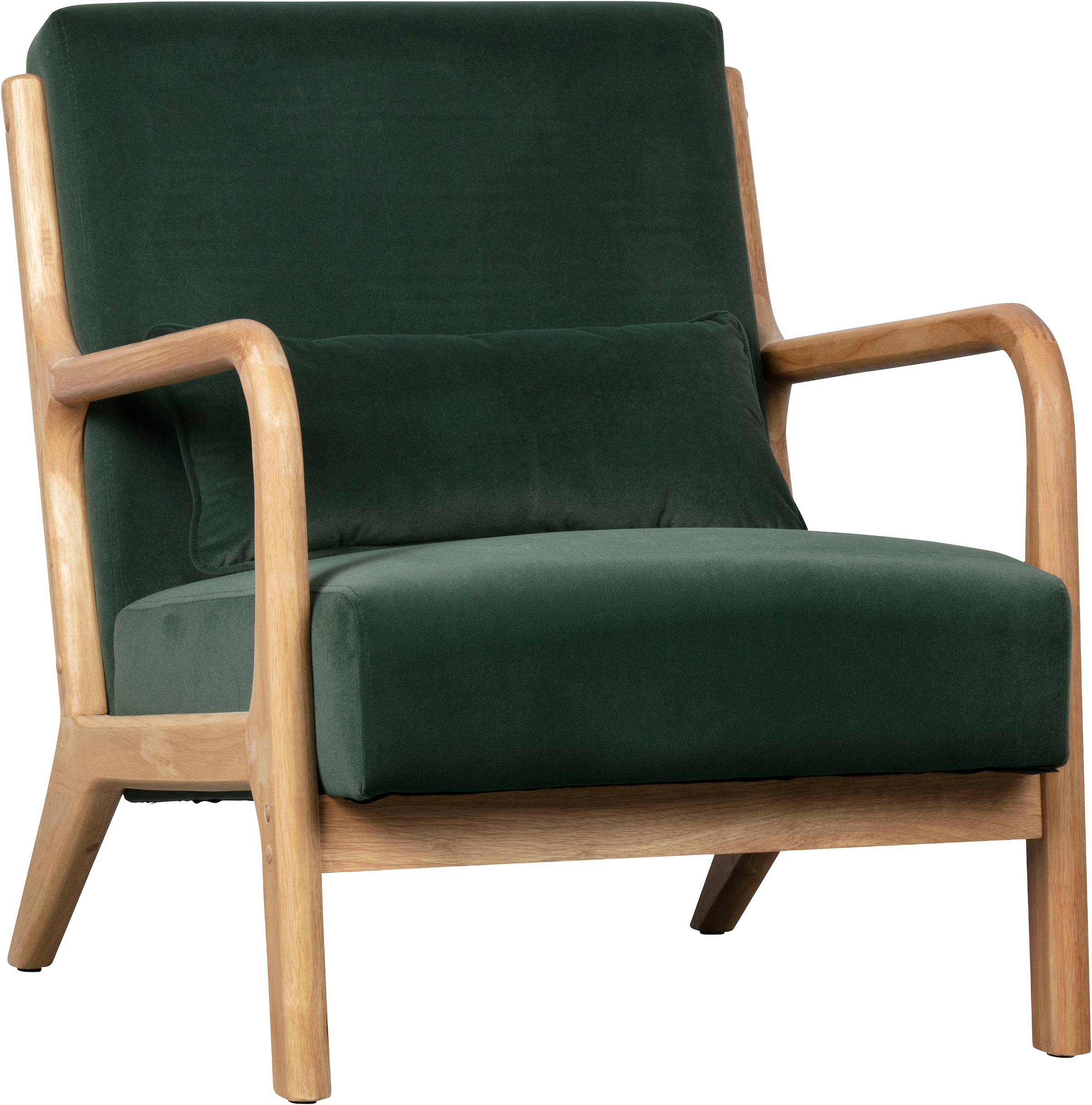 WOOOD Loungesessel »Mark mit Gewebtem Bezug und Gummibaumholz-Rahmen B 67 x T 82 x H 75 cm« Gute Verschleißfestigkeit, Tragkraft 135 kg, separates Rückenkissen