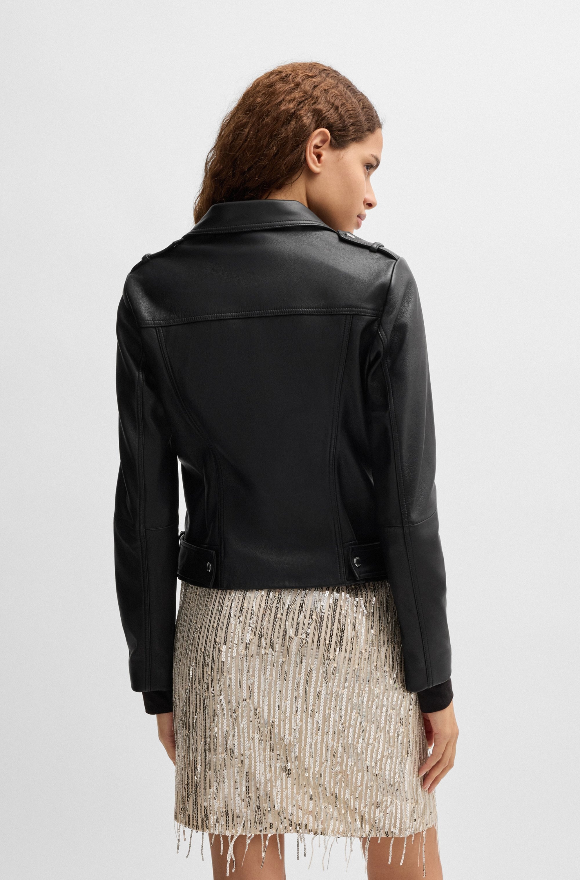 BOSS ORANGE Lederjacke »C_Sameli«, mit Ziergürtel