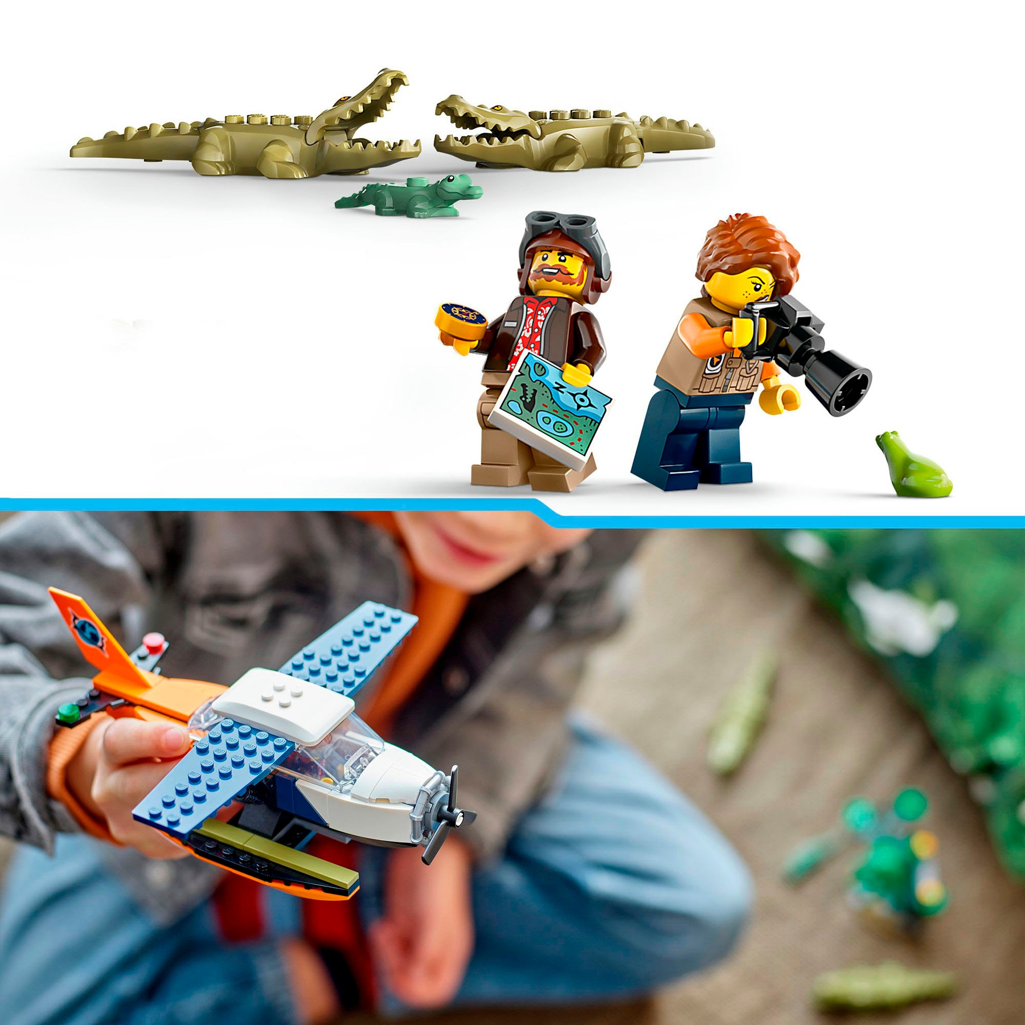 LEGO® Konstruktionsspielsteine »Dschungelforscher-Wasserflugzeug (60425), LEGO City«, (177 St.), Made in Europe