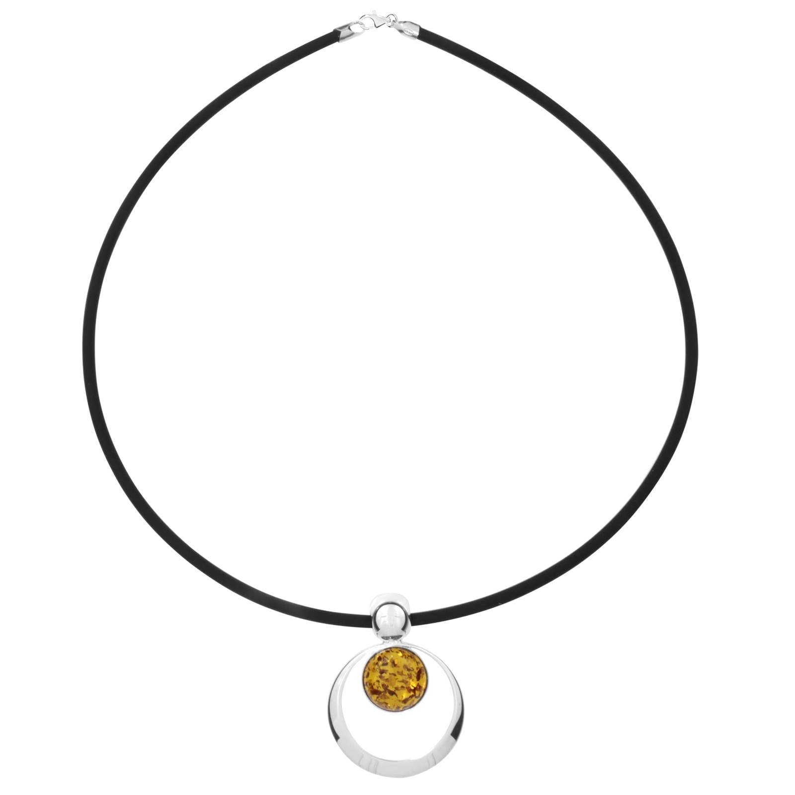 OSTSEE-SCHMUCK Kette mit Anhänger »- Lenka - Kautschukreif - Silber 925/000 - Bernstein«