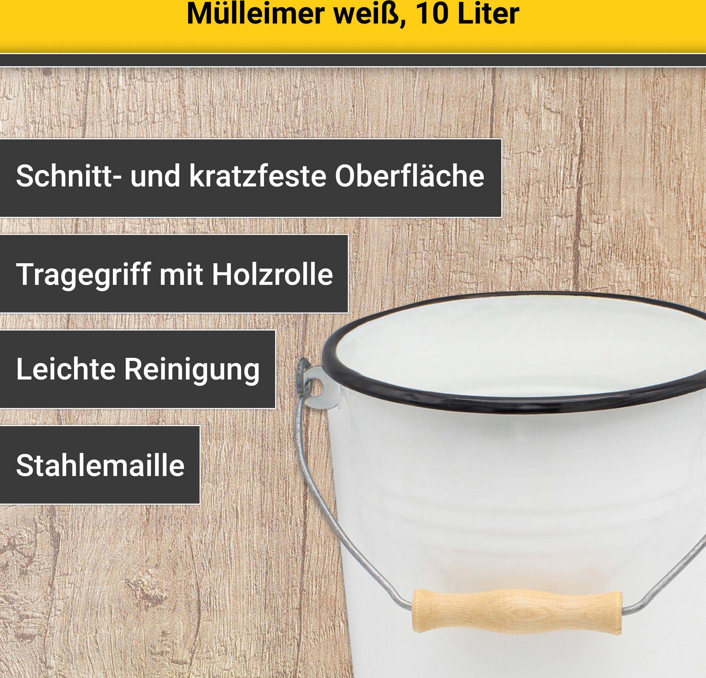 Krüger Mülleimer »Emaille Mülleimer mit Deckel Serie Rio«, schnitt- / kratzfeste Oberfläche, bakterienabweisend, extrem langlebig