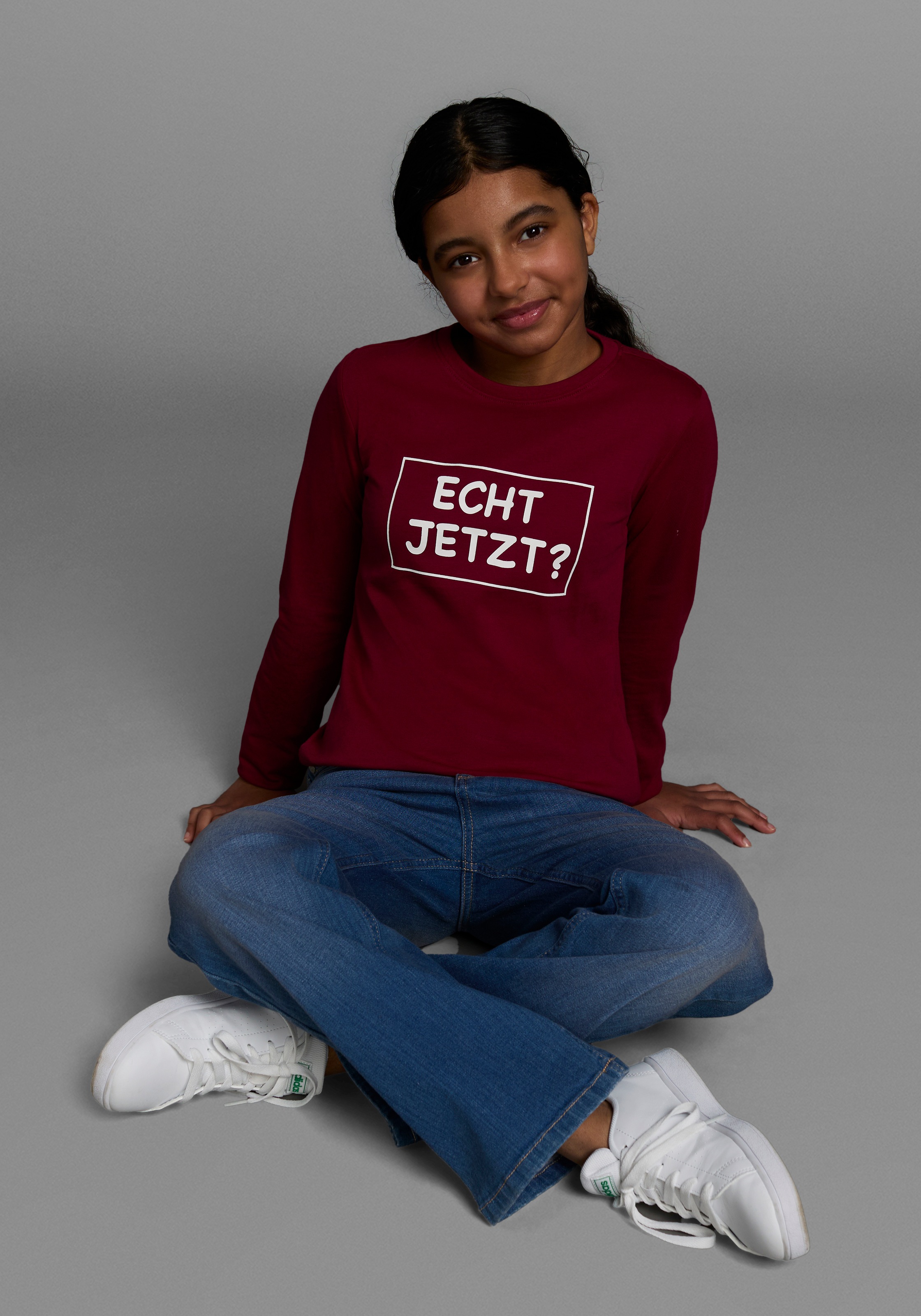 KIDSWORLD Langarmshirt »ECHT JETZT?«, Langarm, Basic-Passform, mit peppigem und dynamischem Aufdruck