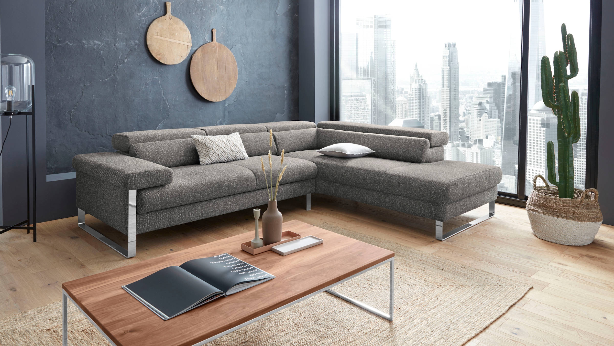 W.SCHILLIG Ecksofa »finn«, German Design Award 2016, Fußgestell Chrom glänzend, Breite 281 cm