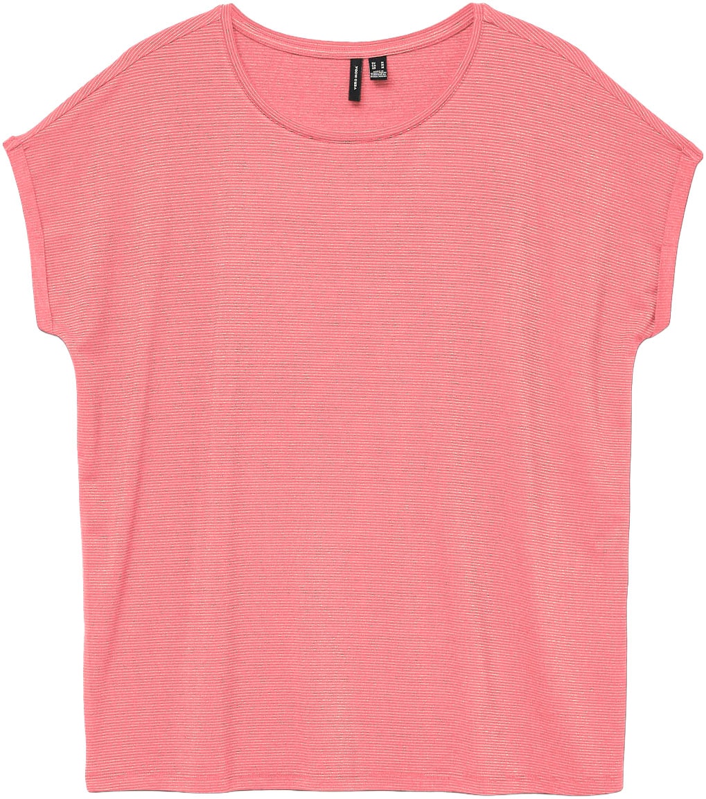 Vero Moda Rundhalsshirt »VMLAVA PLAIN SS TOP LUREX STRIPE« Viskosemischung, loose fit