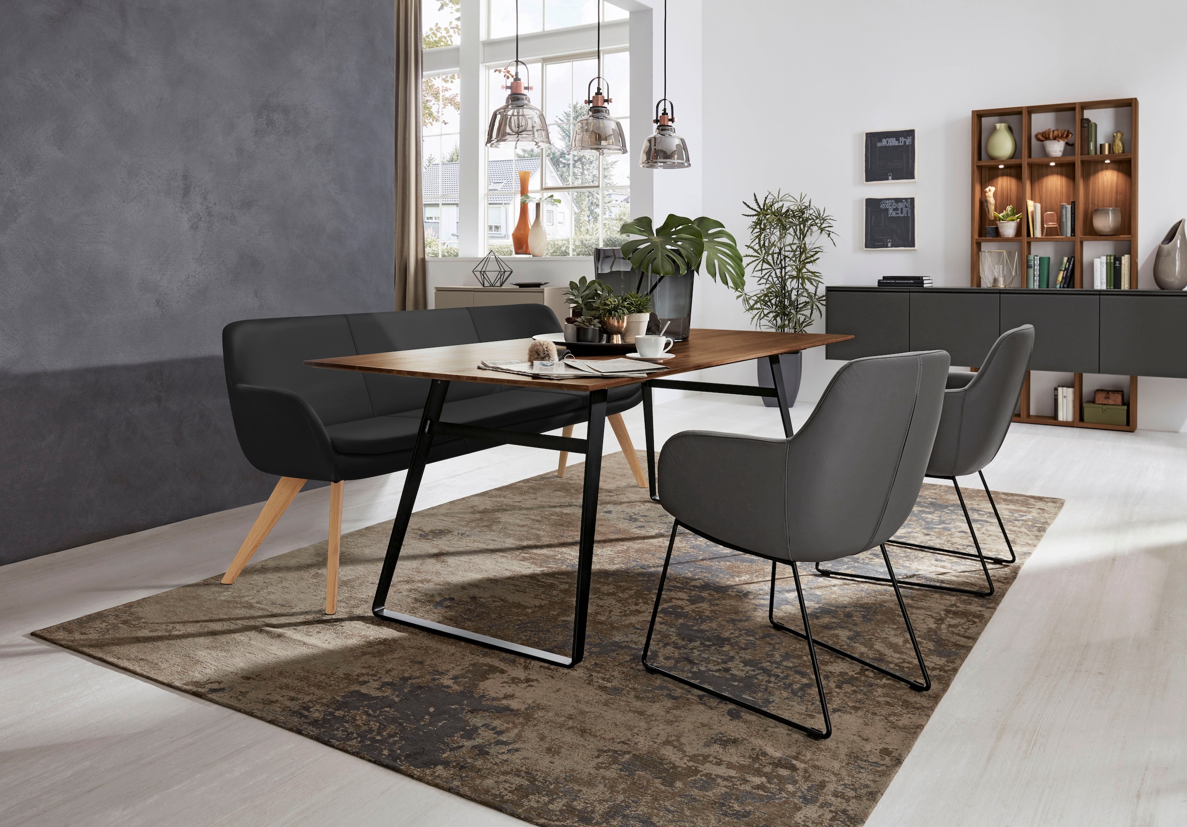 Musterring Essbank »Tavia«, Stativgestell aus Eiche bianco massiv, Breite 180, 200 oder 220 cm