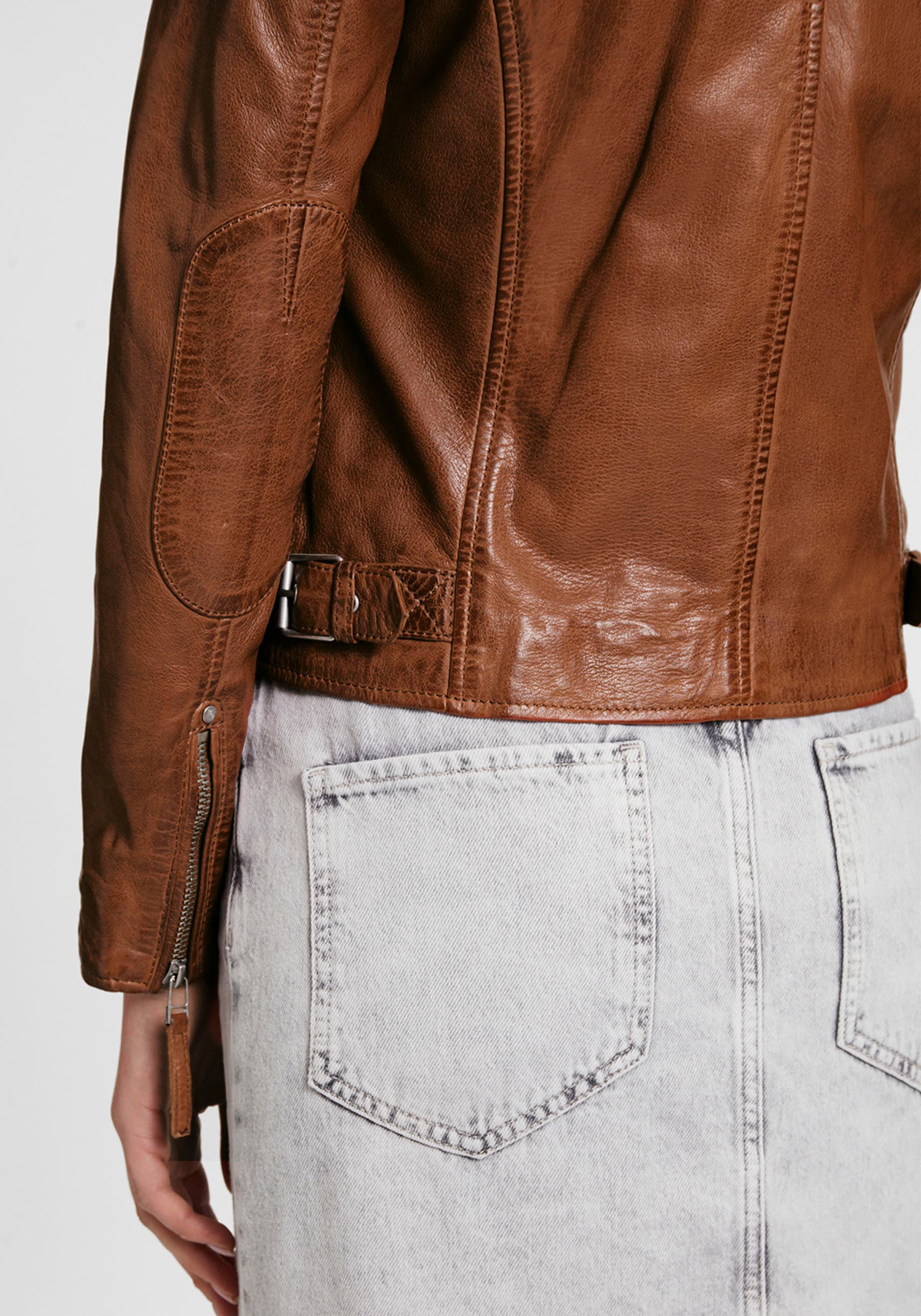 Mauritius Lederjacke »MWPaige«, im Biker-Style asymetrischem Reißverschluss, Reverskragen