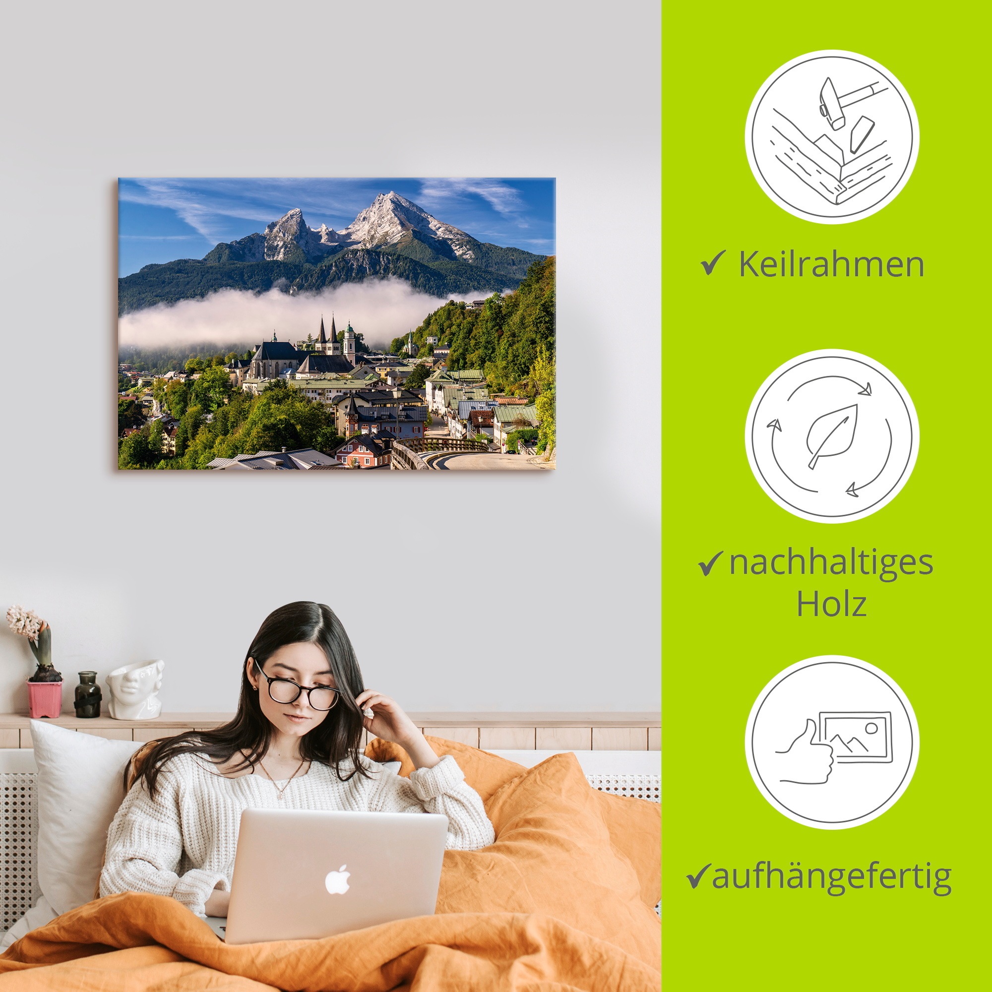 Artland Wandbild »Watzmannblick Berchtesgaden«, Deutschland, (1 St.), als Leinwandbild, Poster in verschied. Größen