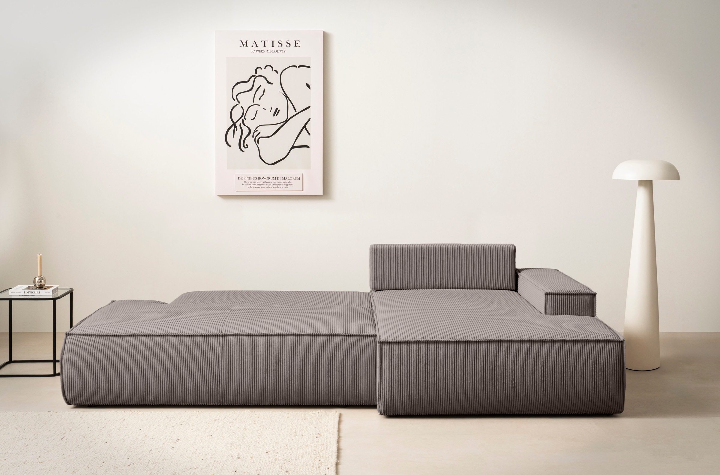 Home affaire Ecksofa »SHERWOOD,  Schlafsofa in L-Form offen (275cm), Cord, Leinenoptik« Schlaffunktion und Bettkasten, Kedernaht, hoher Sitz- & Liegekomfort,